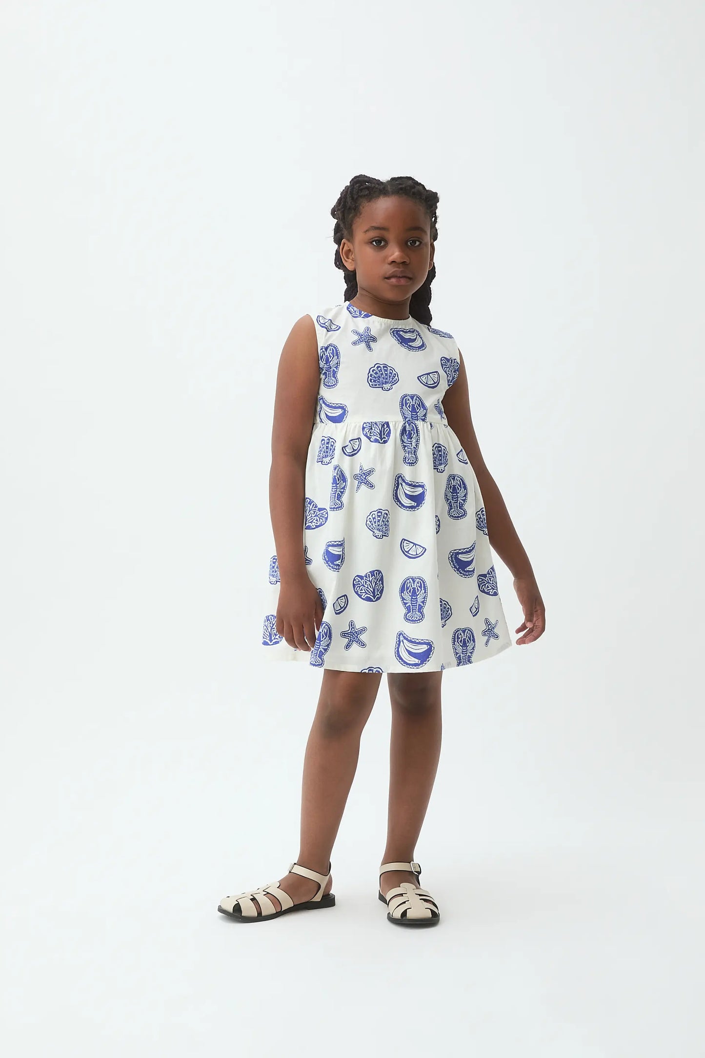 Vestido corto de niña 100% algodón estampado Lobster