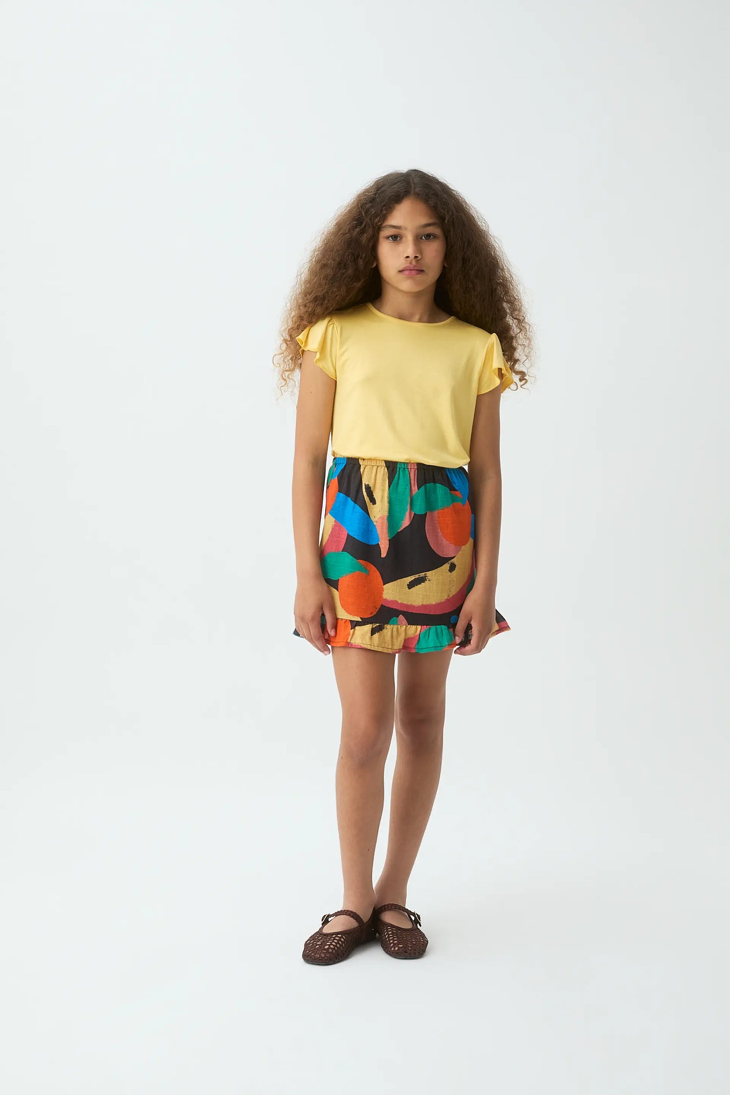 Gonna corta per bambina con stampa Tutti Frutti Big
