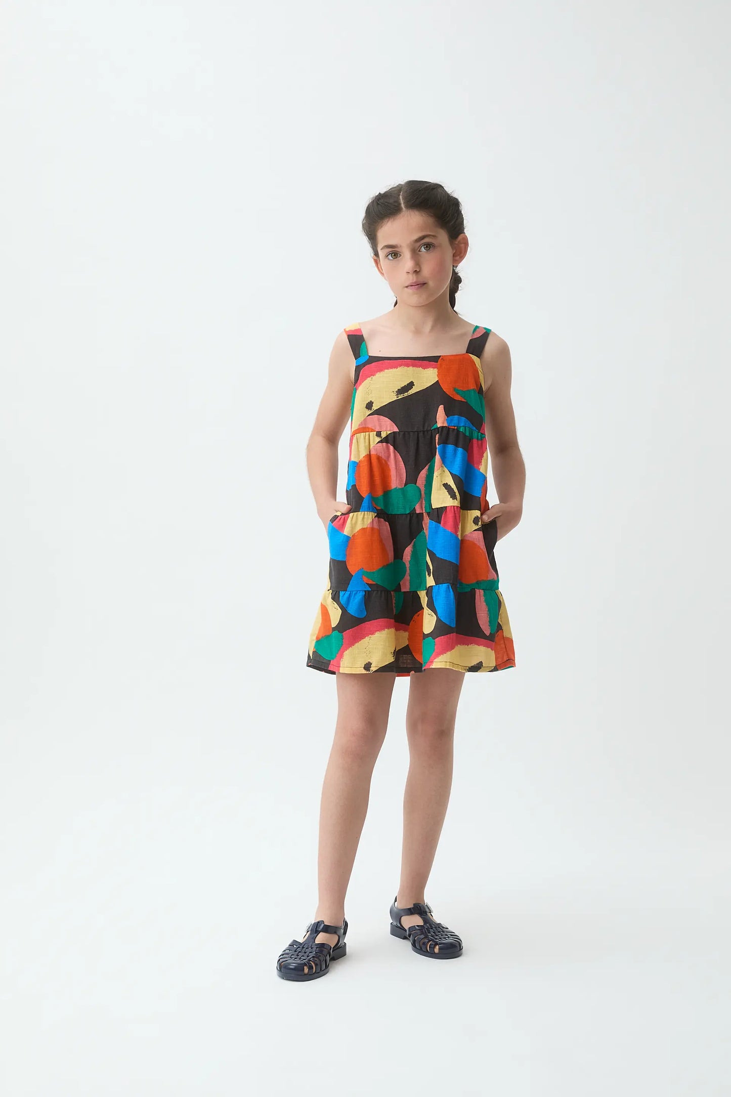 Short dress for girls with Tutti Frutti Big print