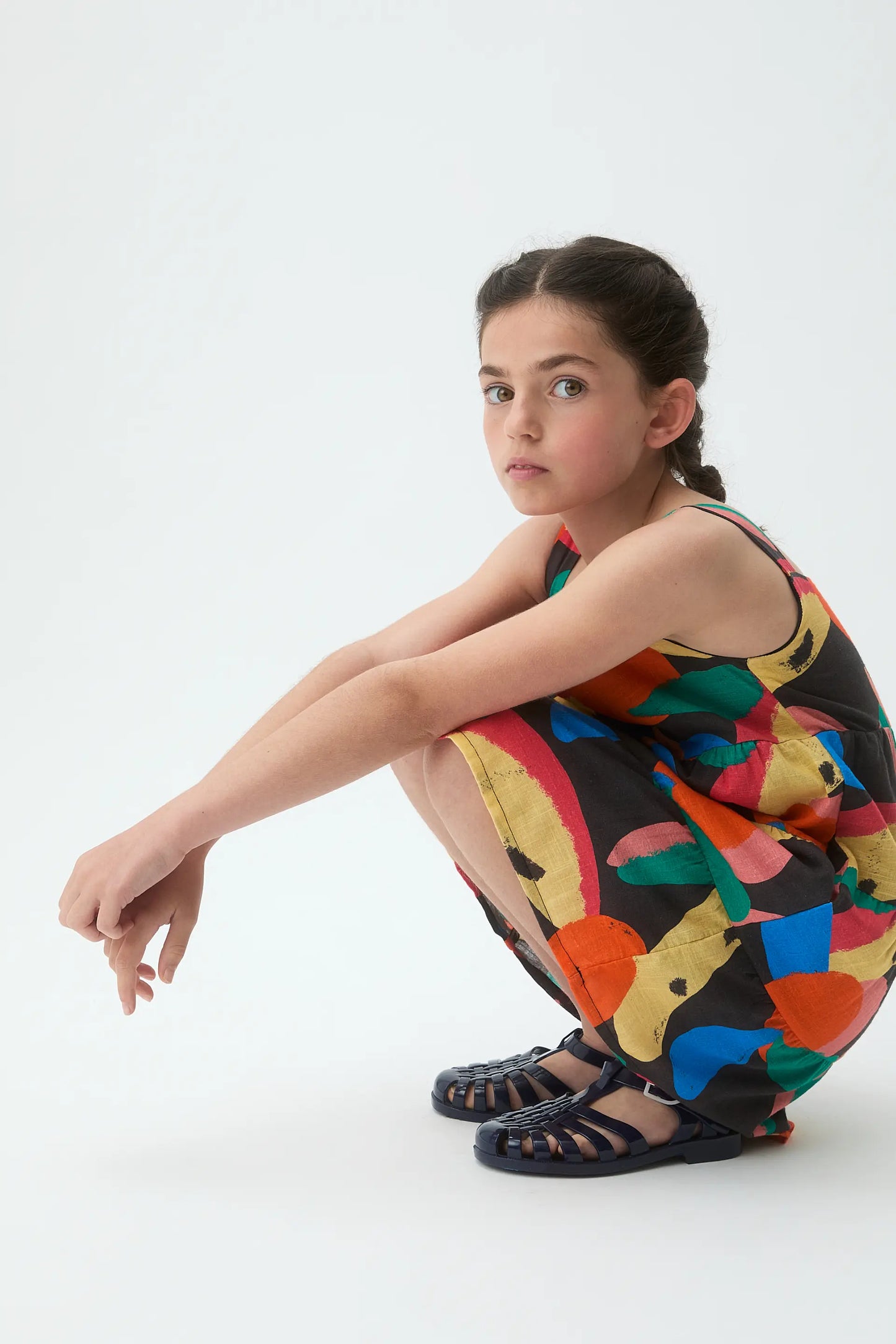 Short dress for girls with Tutti Frutti Big print