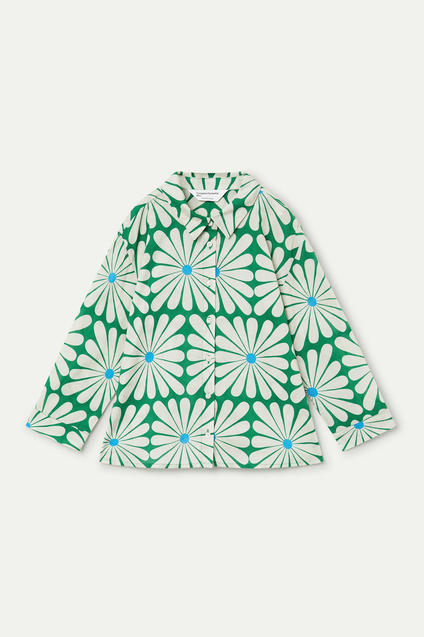 Camisa de niña con estampado Olive Flower Green