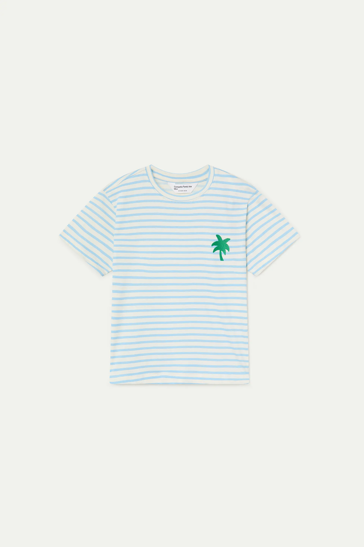 Girls' 100% cotton t-shirt with white and blue striped print