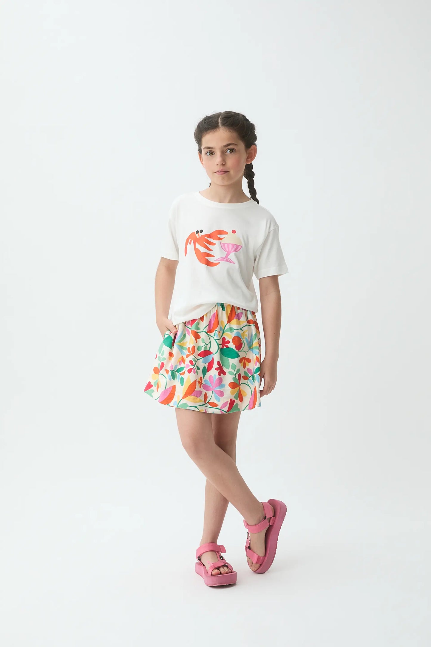 Girl's 100% cotton t-shirt with lobster print