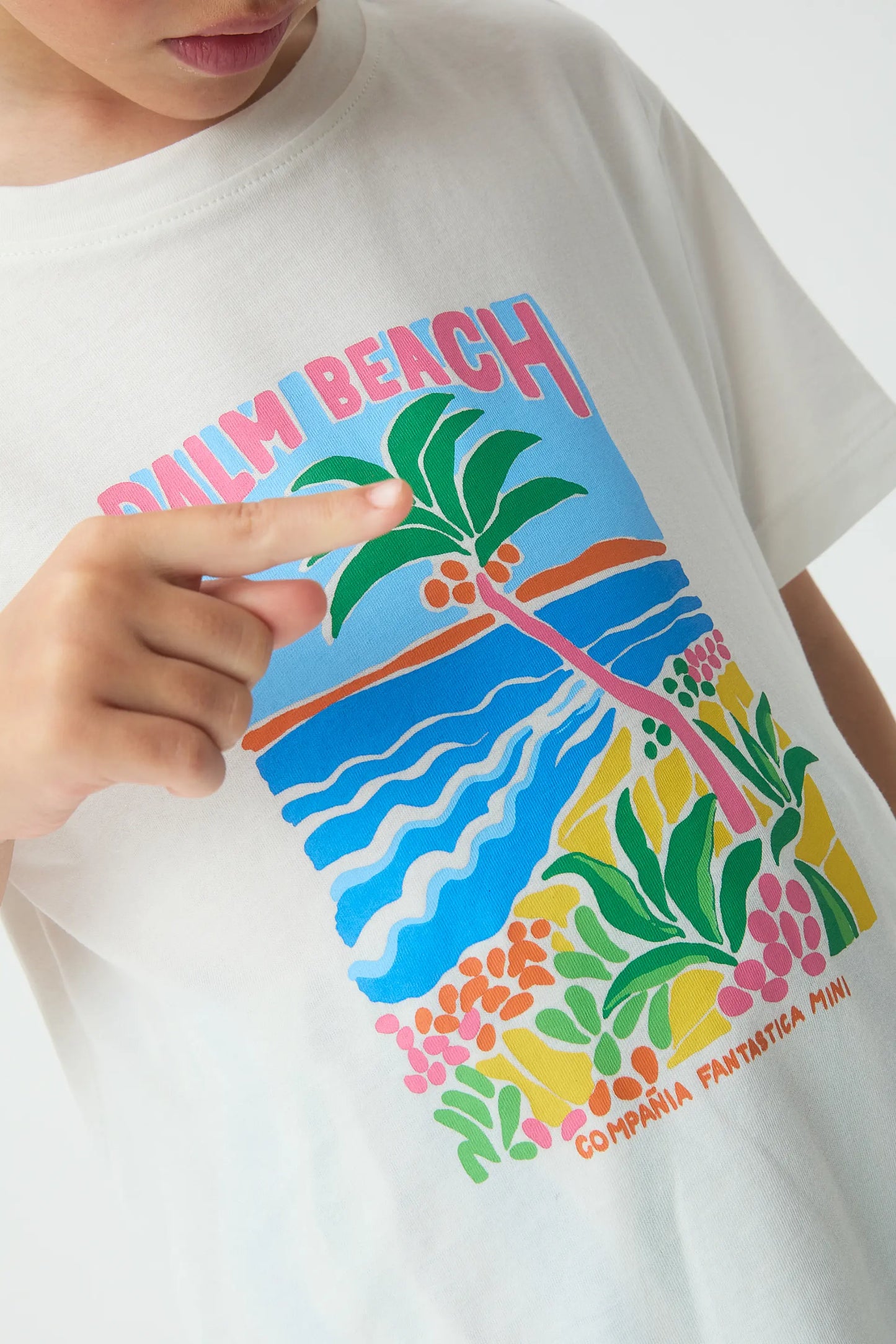 Girls' 100% cotton T-shirt with Palm Beach print