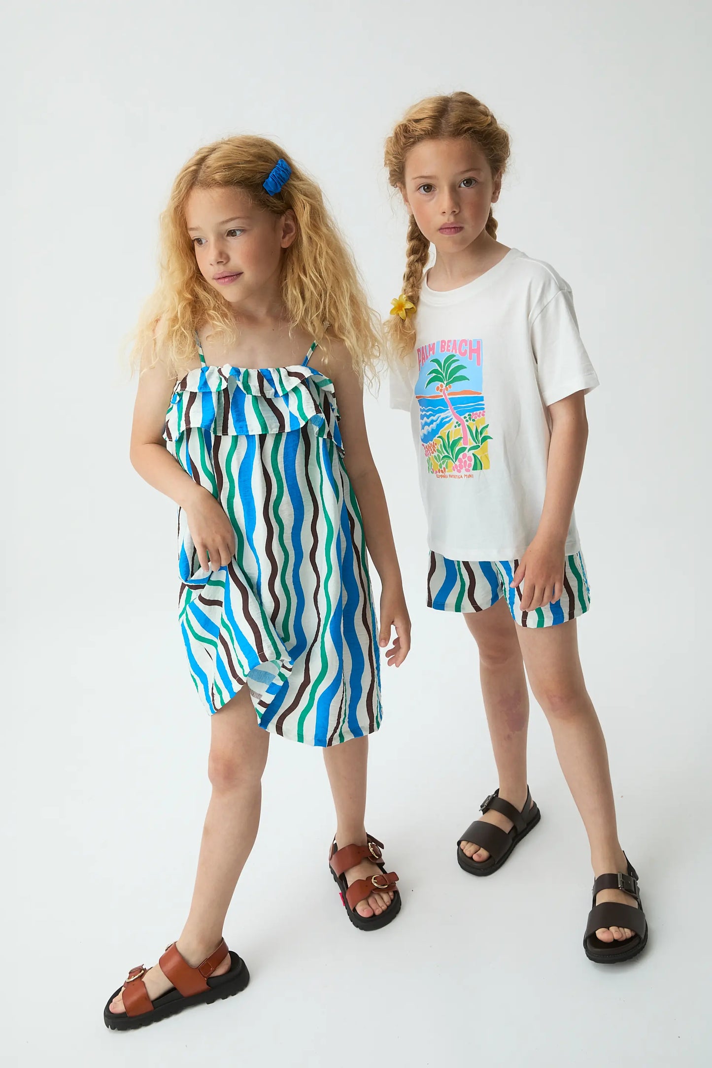 Girls' 100% cotton T-shirt with Palm Beach print