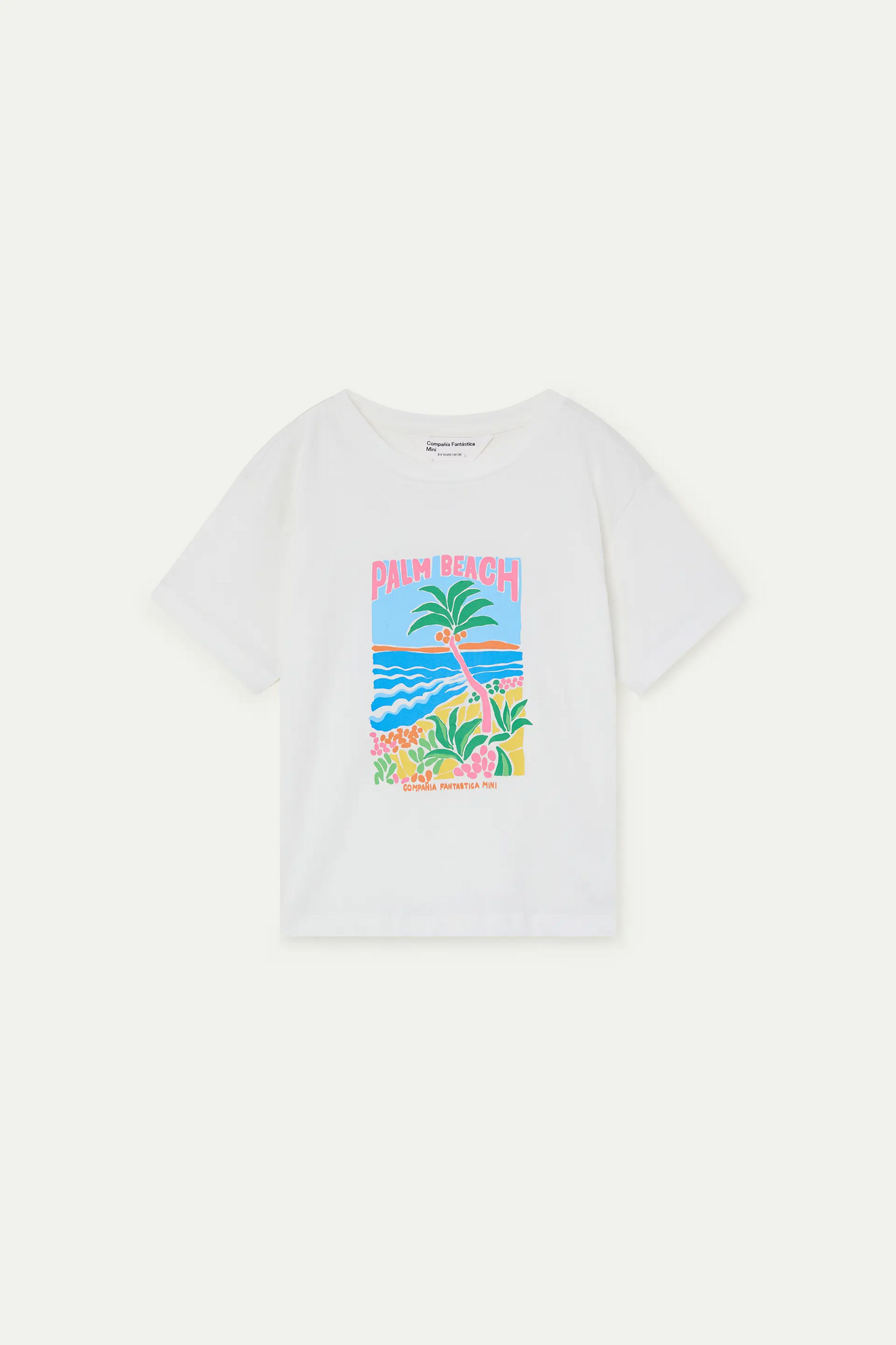 Girls' 100% cotton T-shirt with Palm Beach print