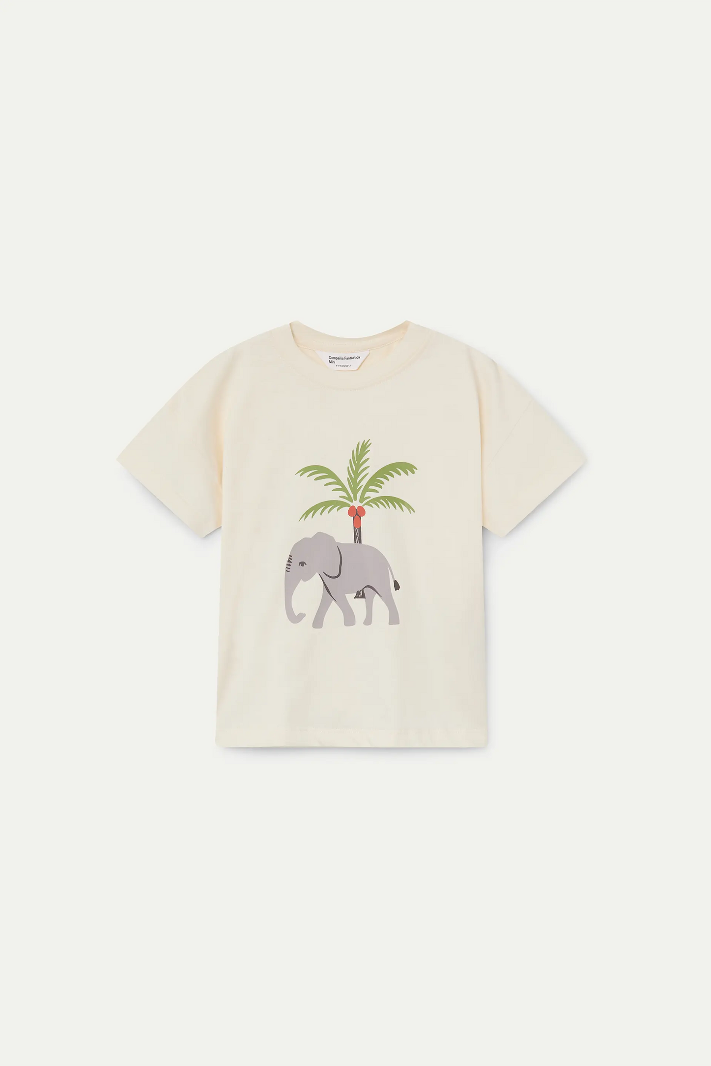 T-shirt da bambina in cotone 100% con stampa di elefanti e palme