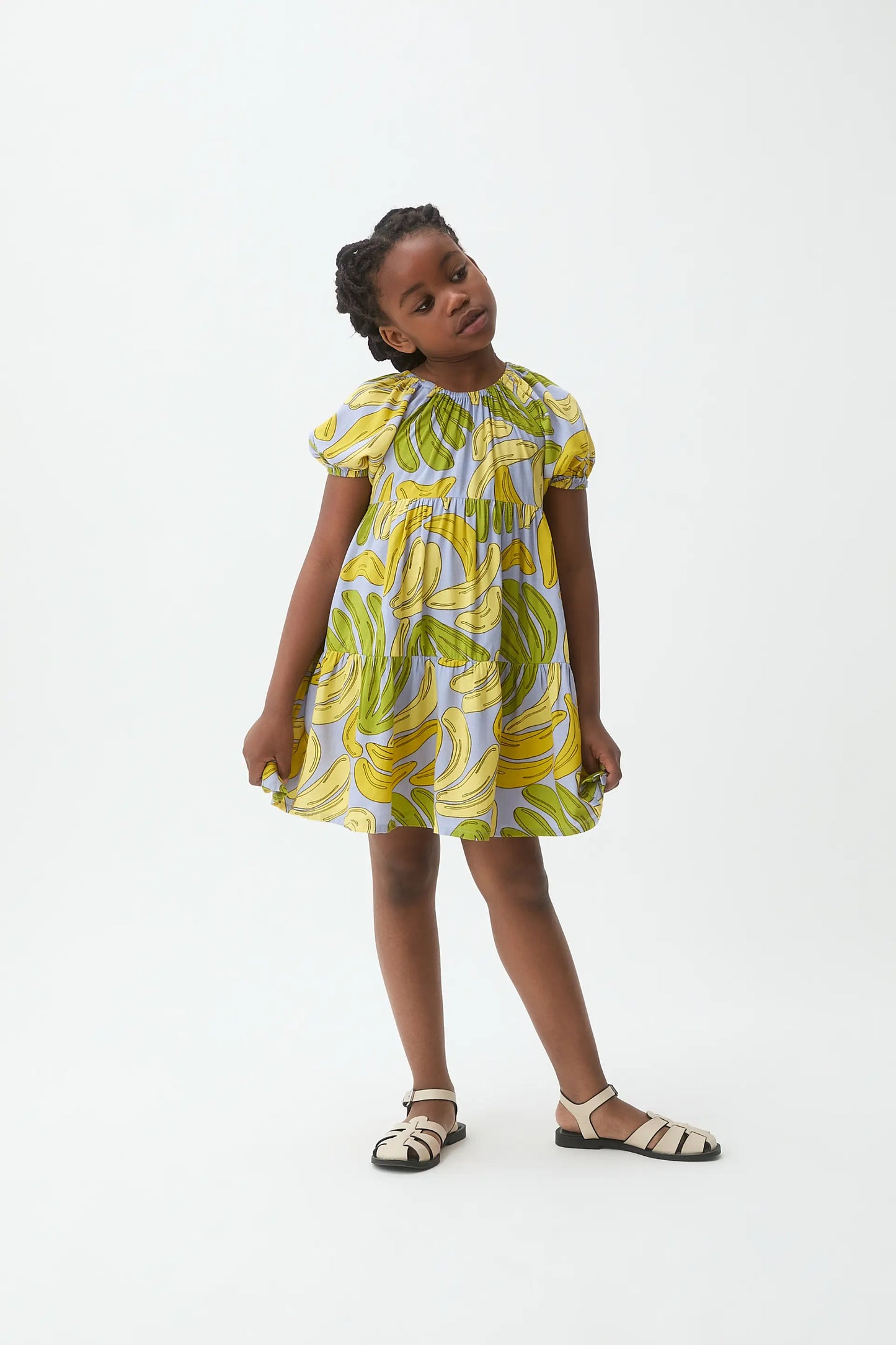 Short dress for girls with guinea print