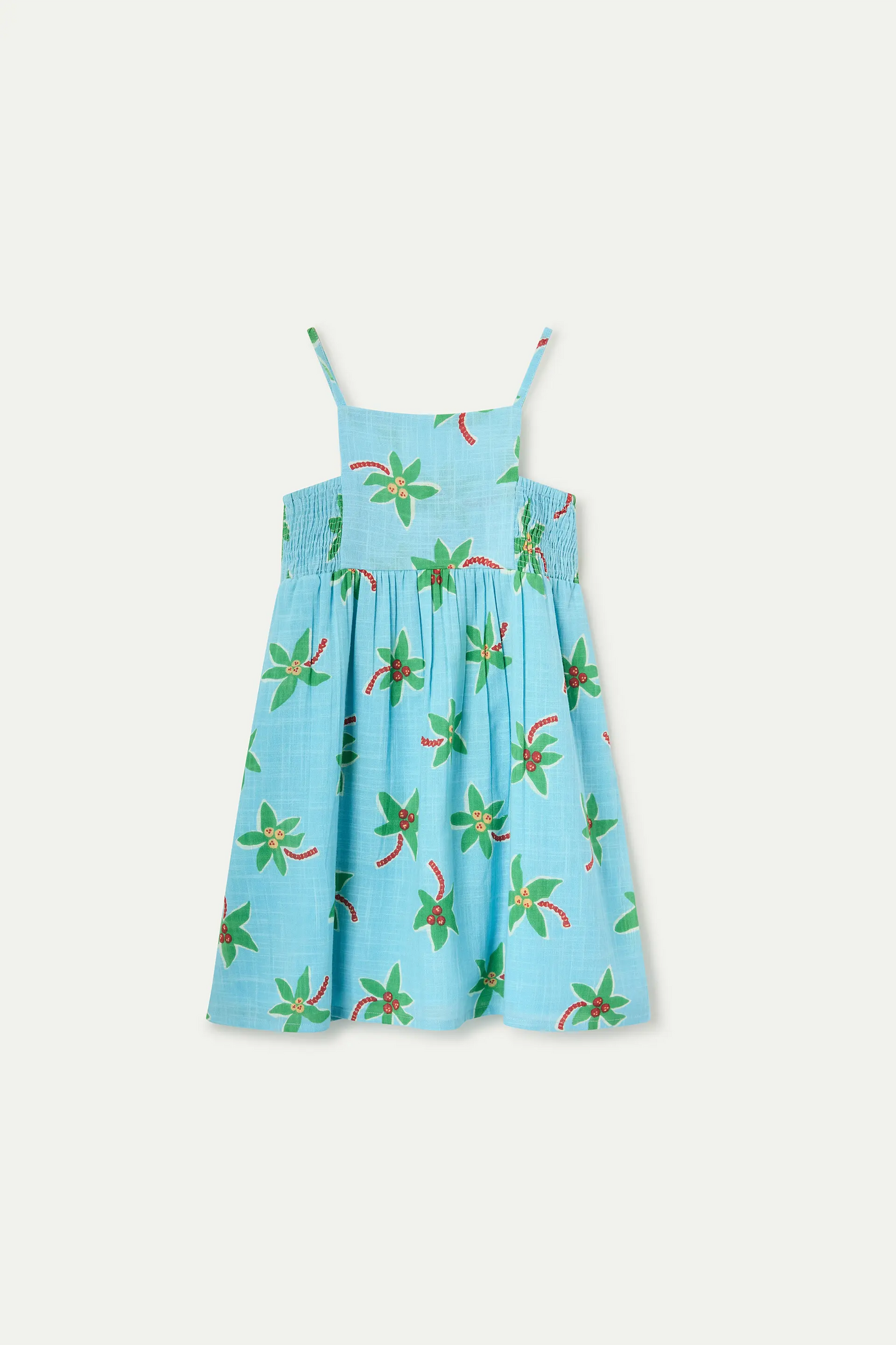 Vestido corto de niña 100% algodón con estampado Cocotero Small
