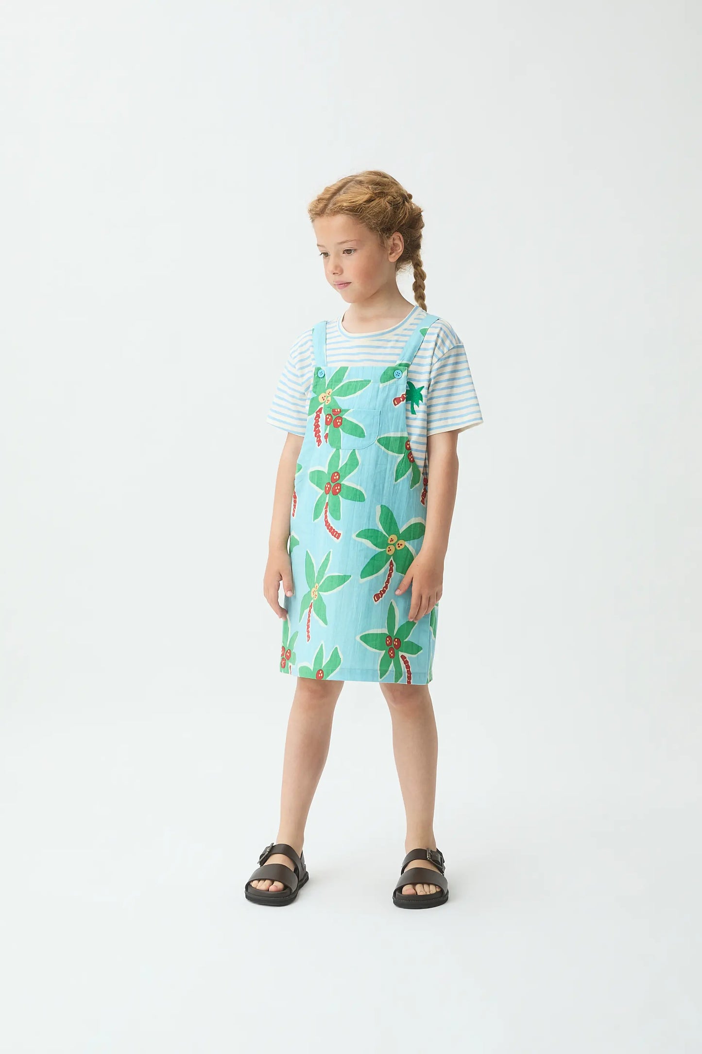Salopette bambina, 100% cotone, con stampa cocco, taglia Small