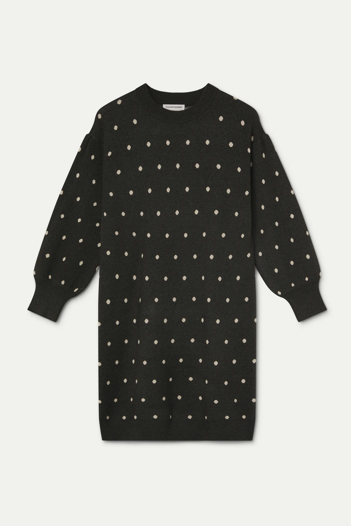 Vestido corto verde con estampado de puntos blancos pequeños
