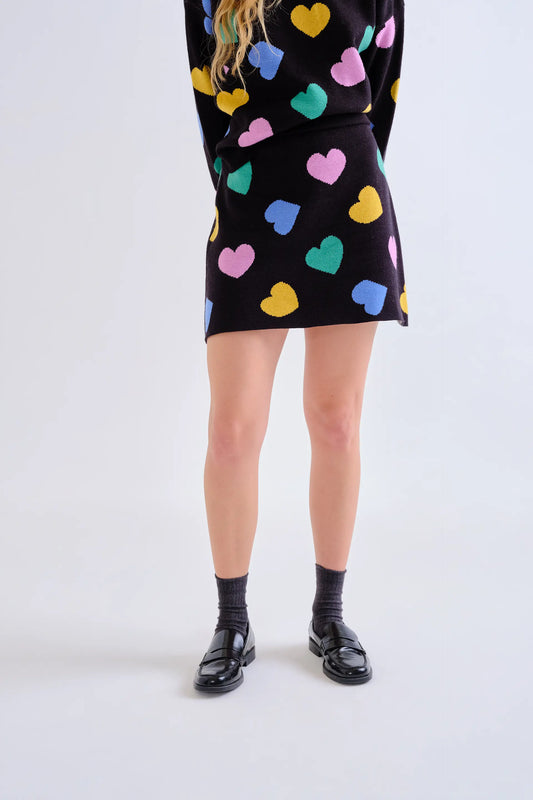 Candy print knit mini skirt