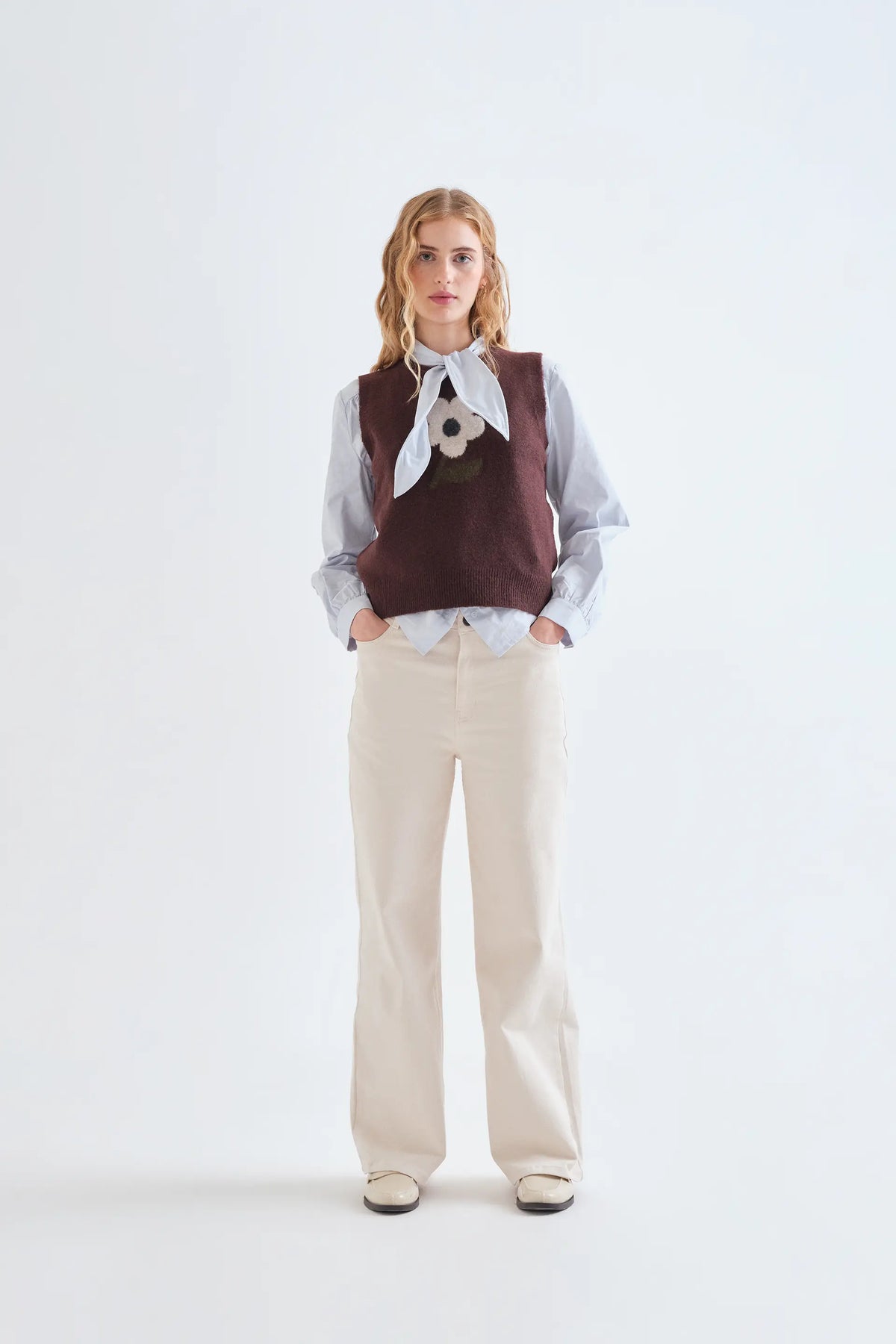 Gilet in maglia con stampa Big Flower