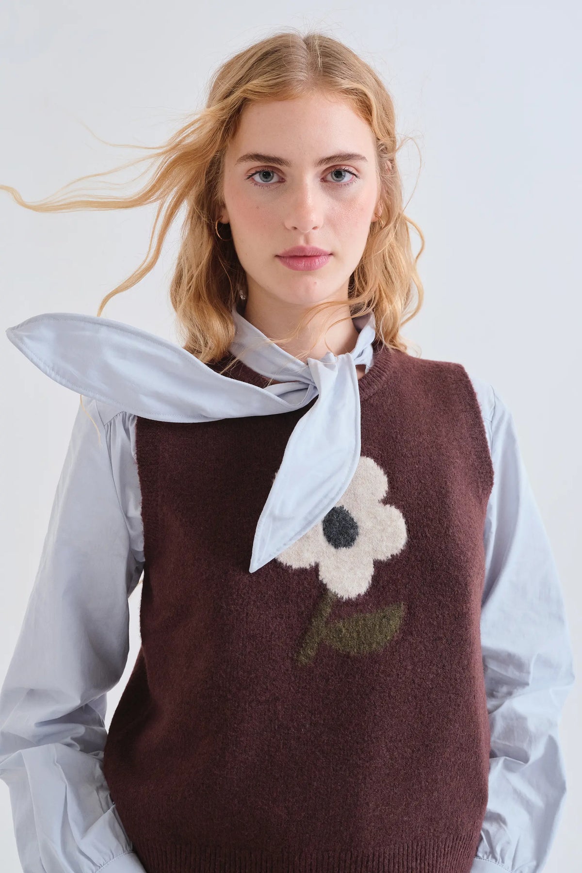 Gilet in maglia con stampa Big Flower