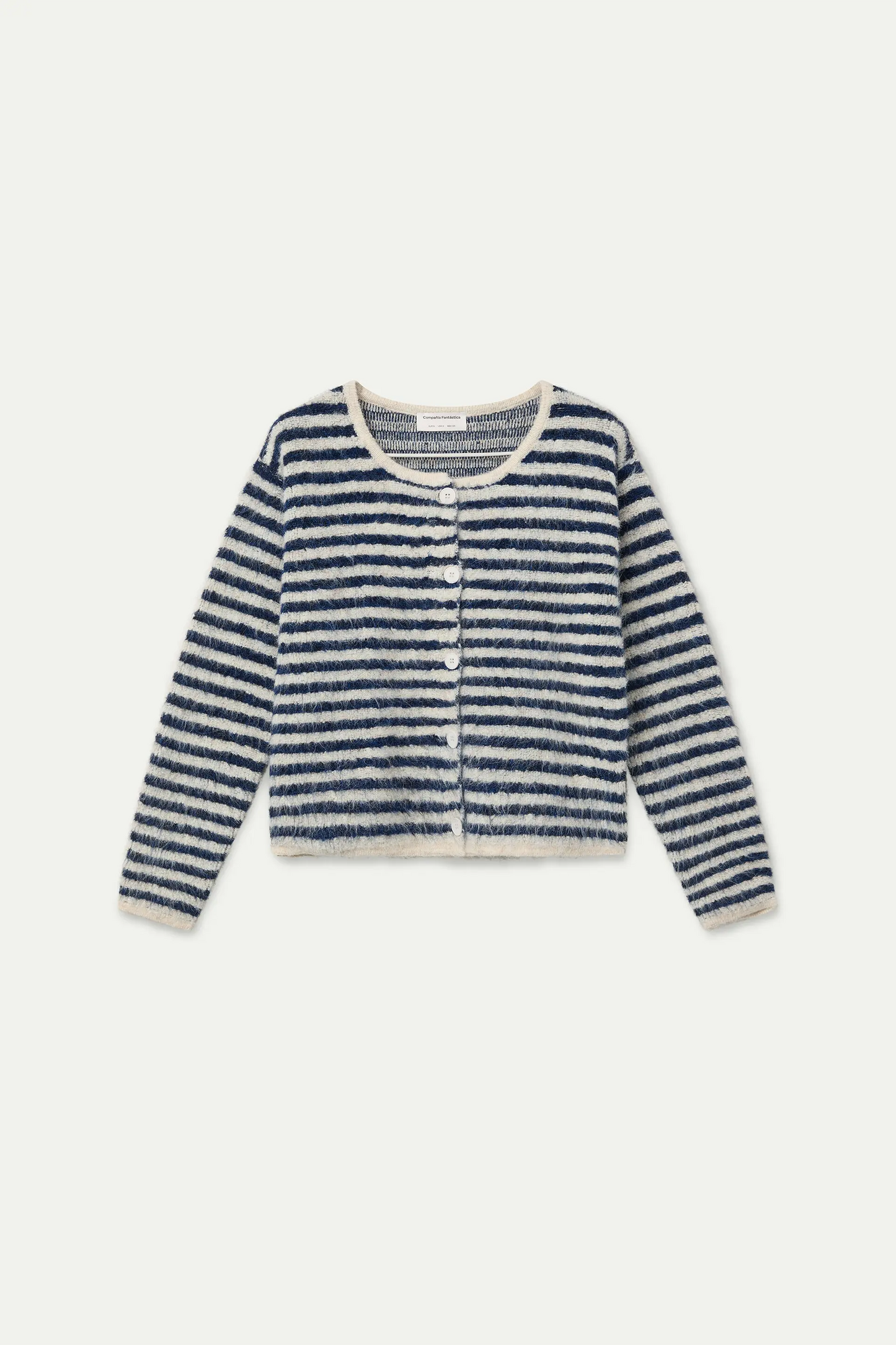 Cardigan a righe bianco e blu
