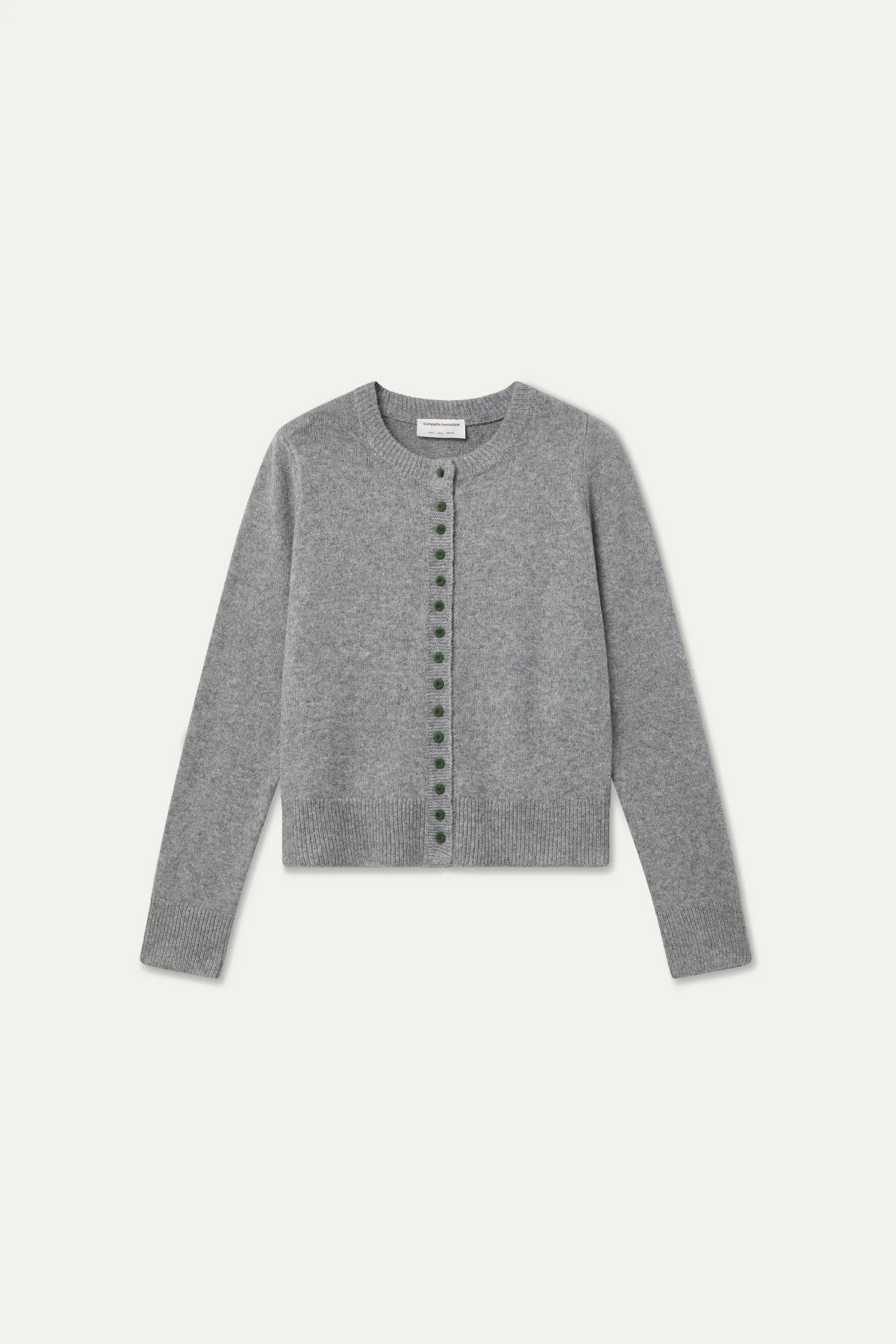 Cardigan grigio chiaro con bottoni neri