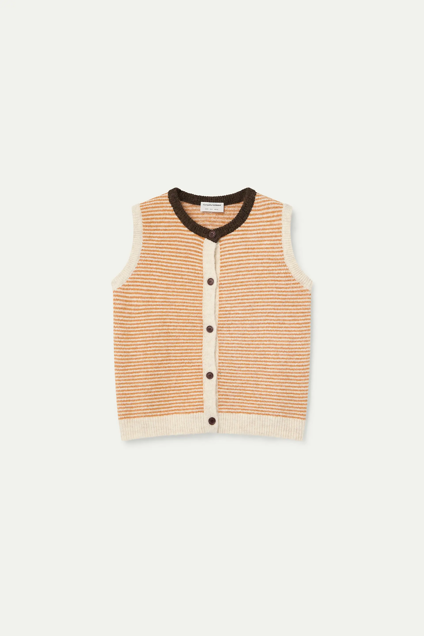 Chaleco de punto con estampado de rayas naranja y blanco