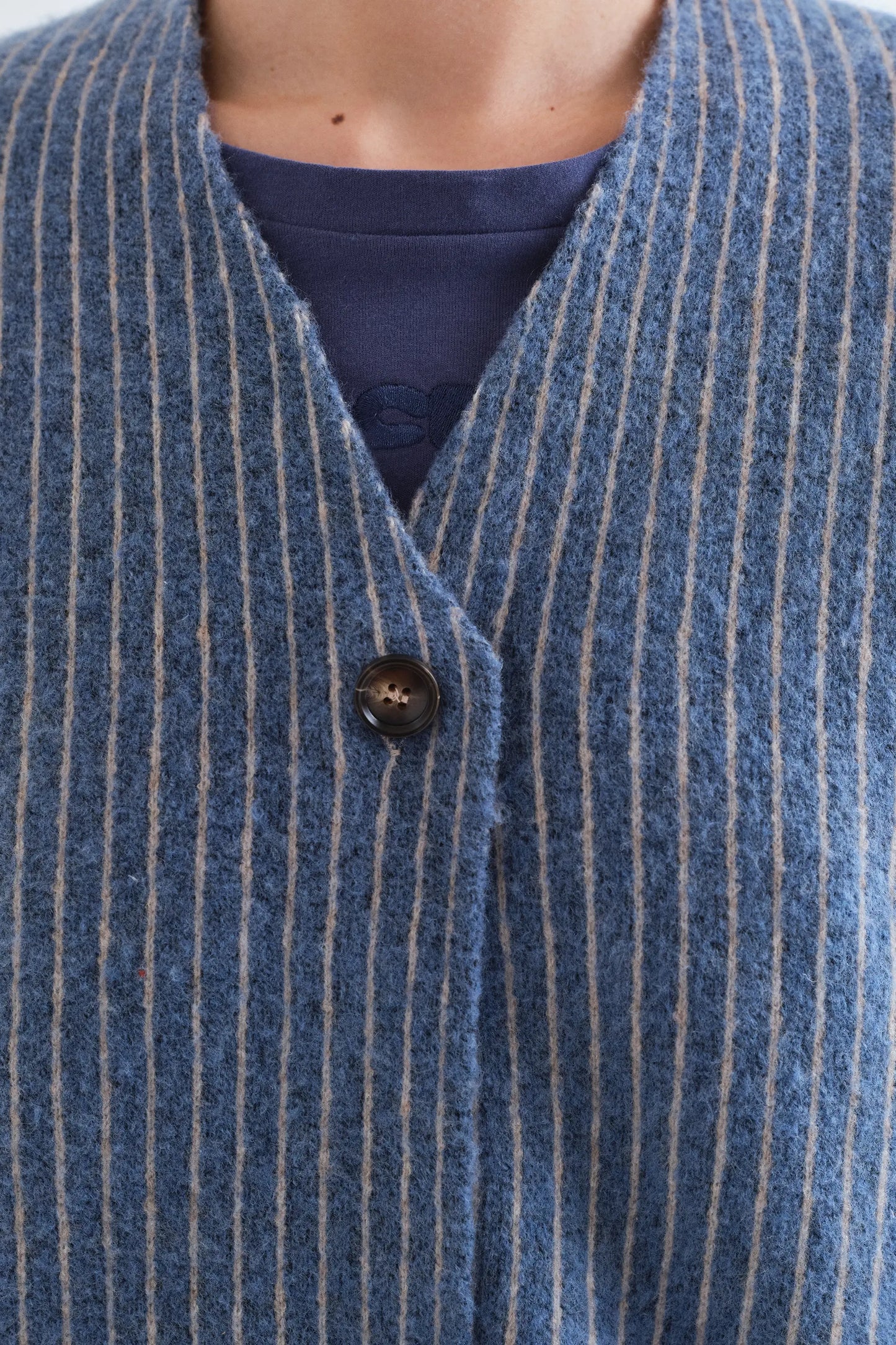 Light blue and white striped cardigan