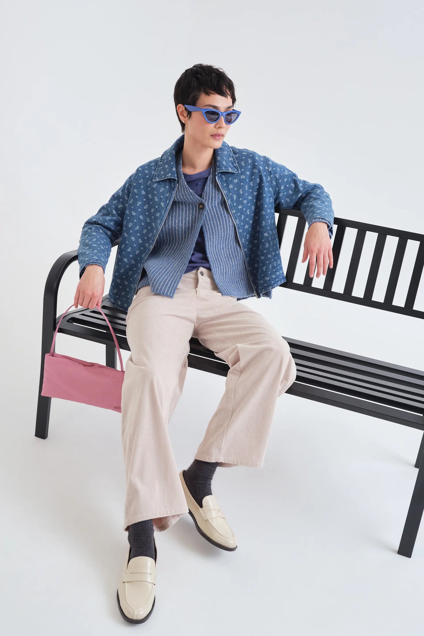 Light blue and white striped cardigan