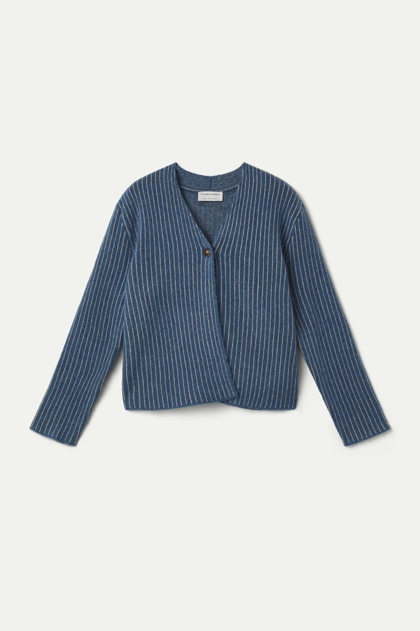 Light blue and white striped cardigan