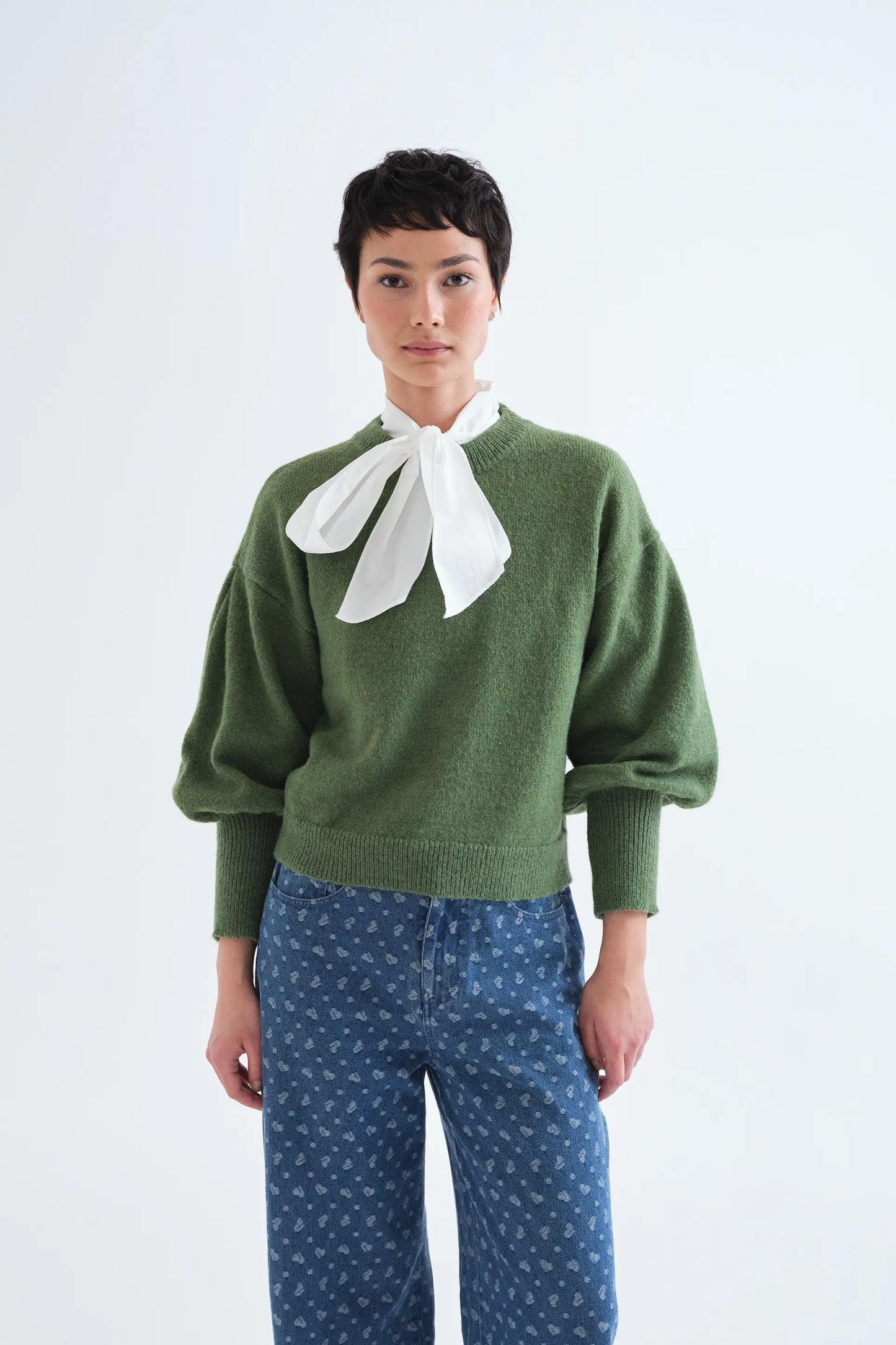 Jersey básico manga larga de punto verde