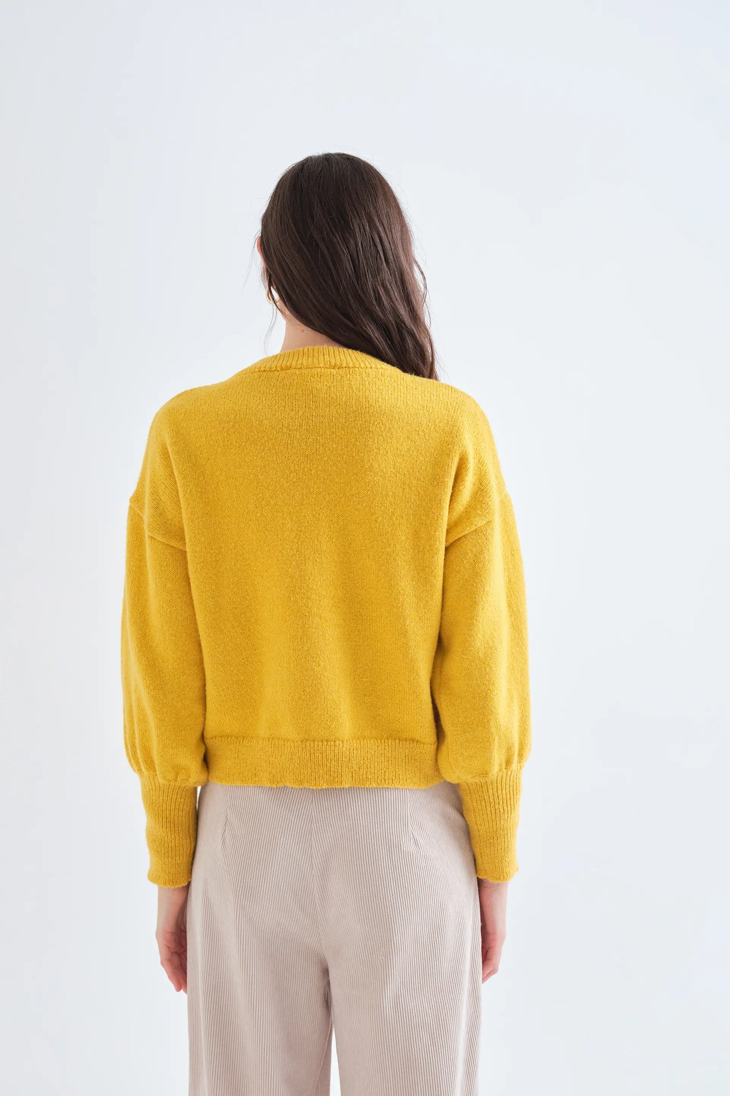 Jersey básico de punto amarillo