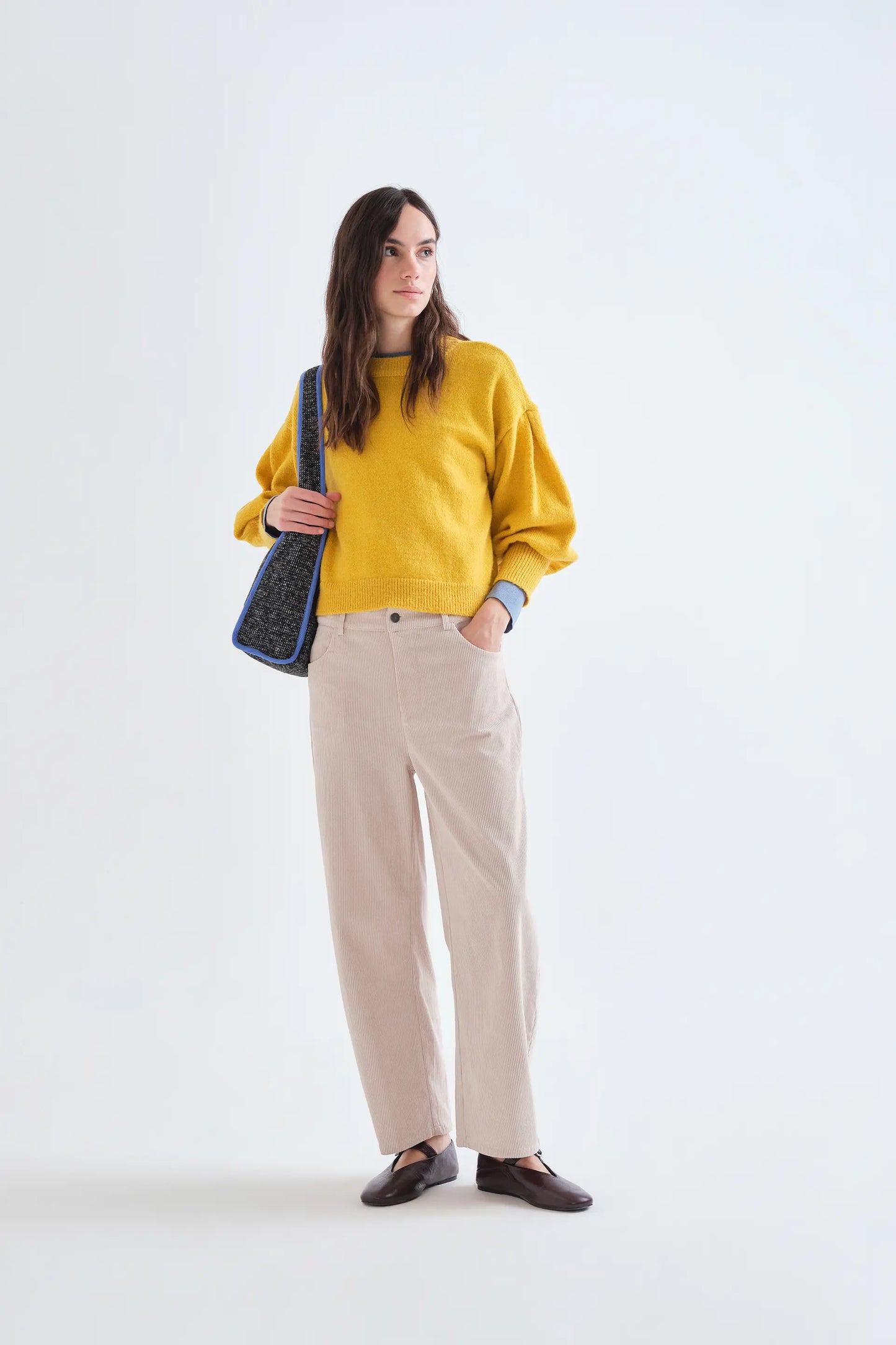 Jersey básico de punto amarillo