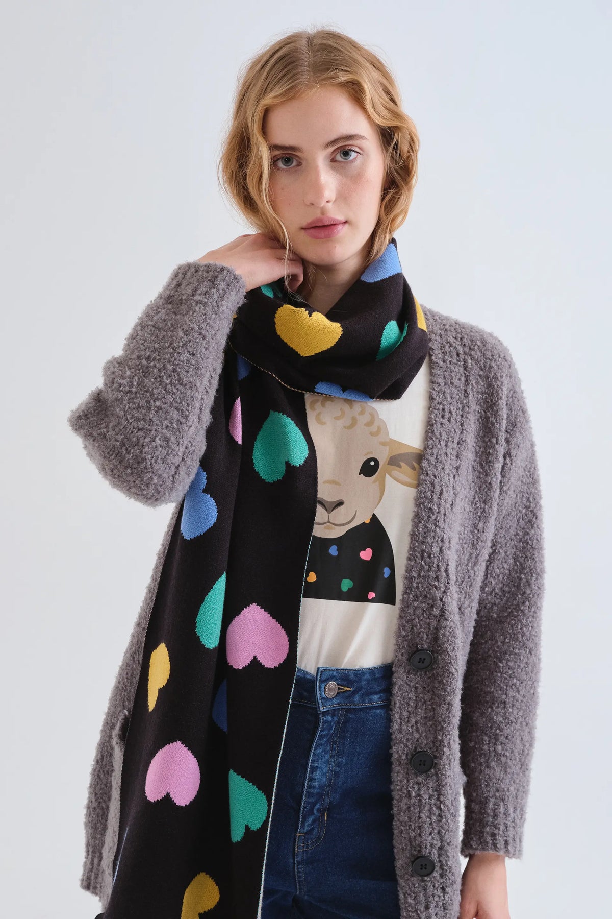 Sciarpa in maglia jacquard stampata Candy
