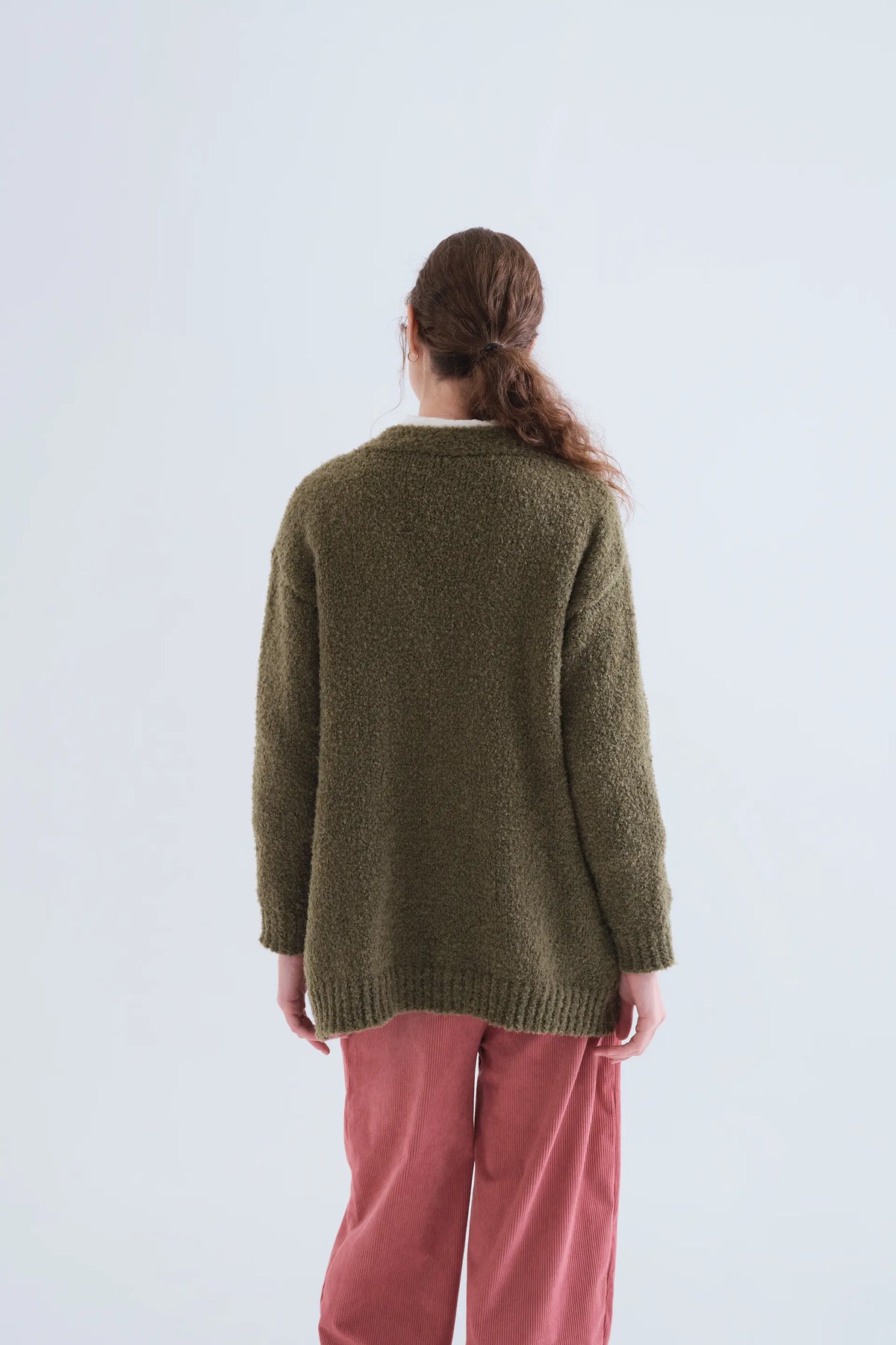 Cárdigan punto verde oliva
