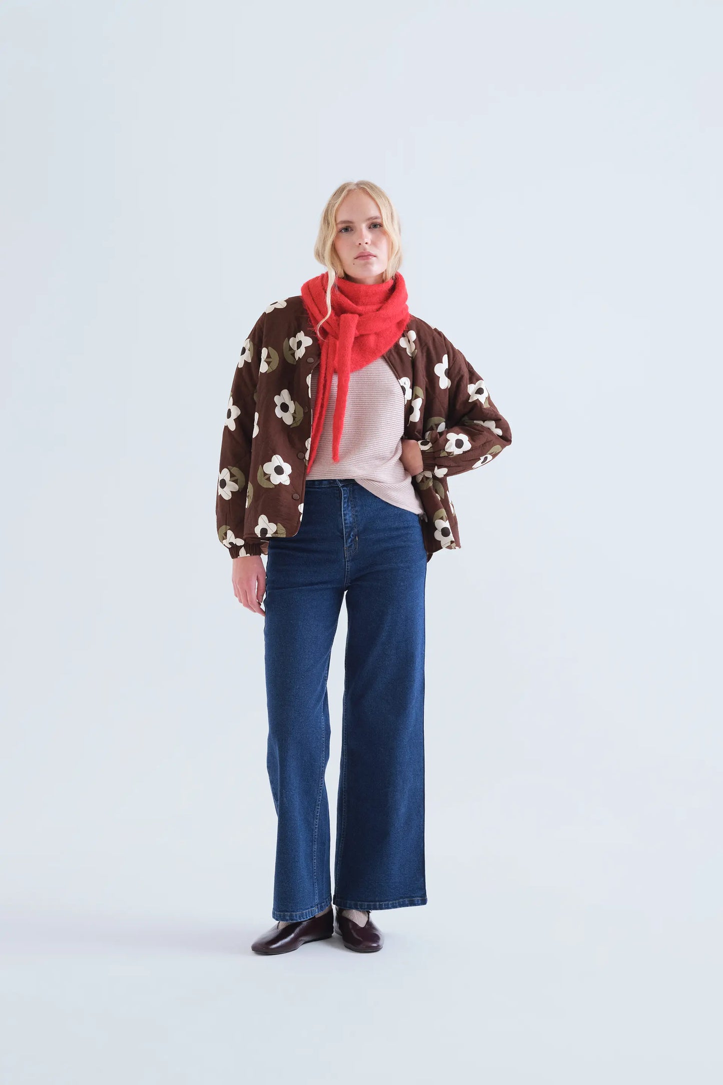 Maglione a righe beige