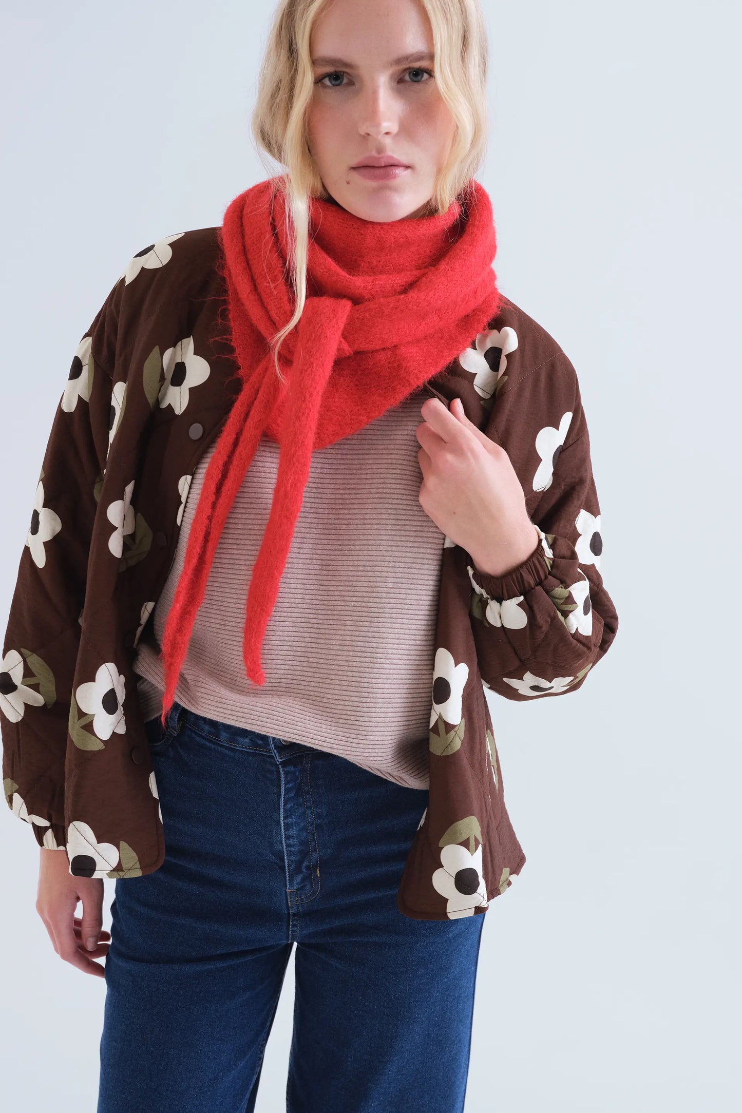 Maglione a righe beige