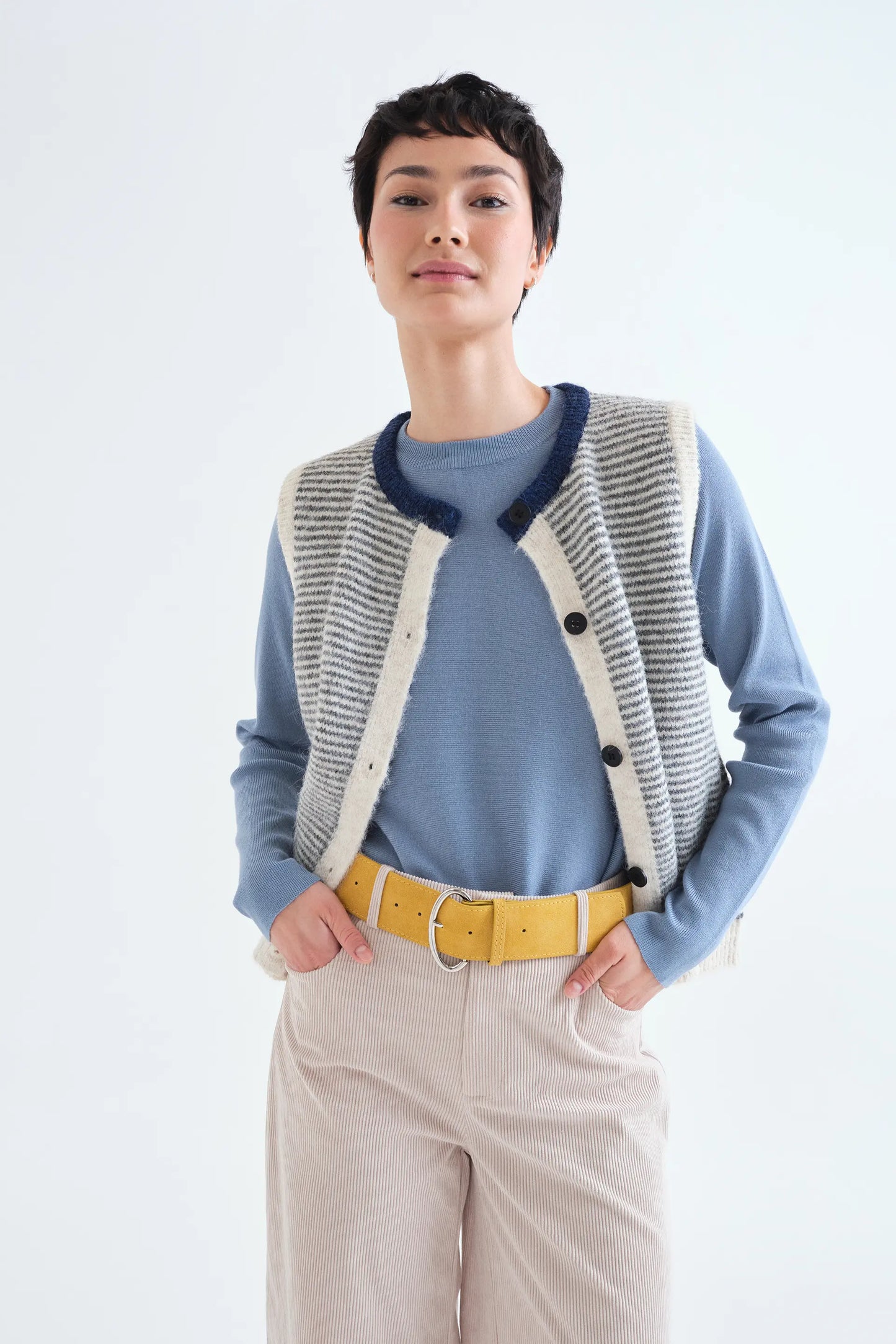 Yellow faux leather belt
