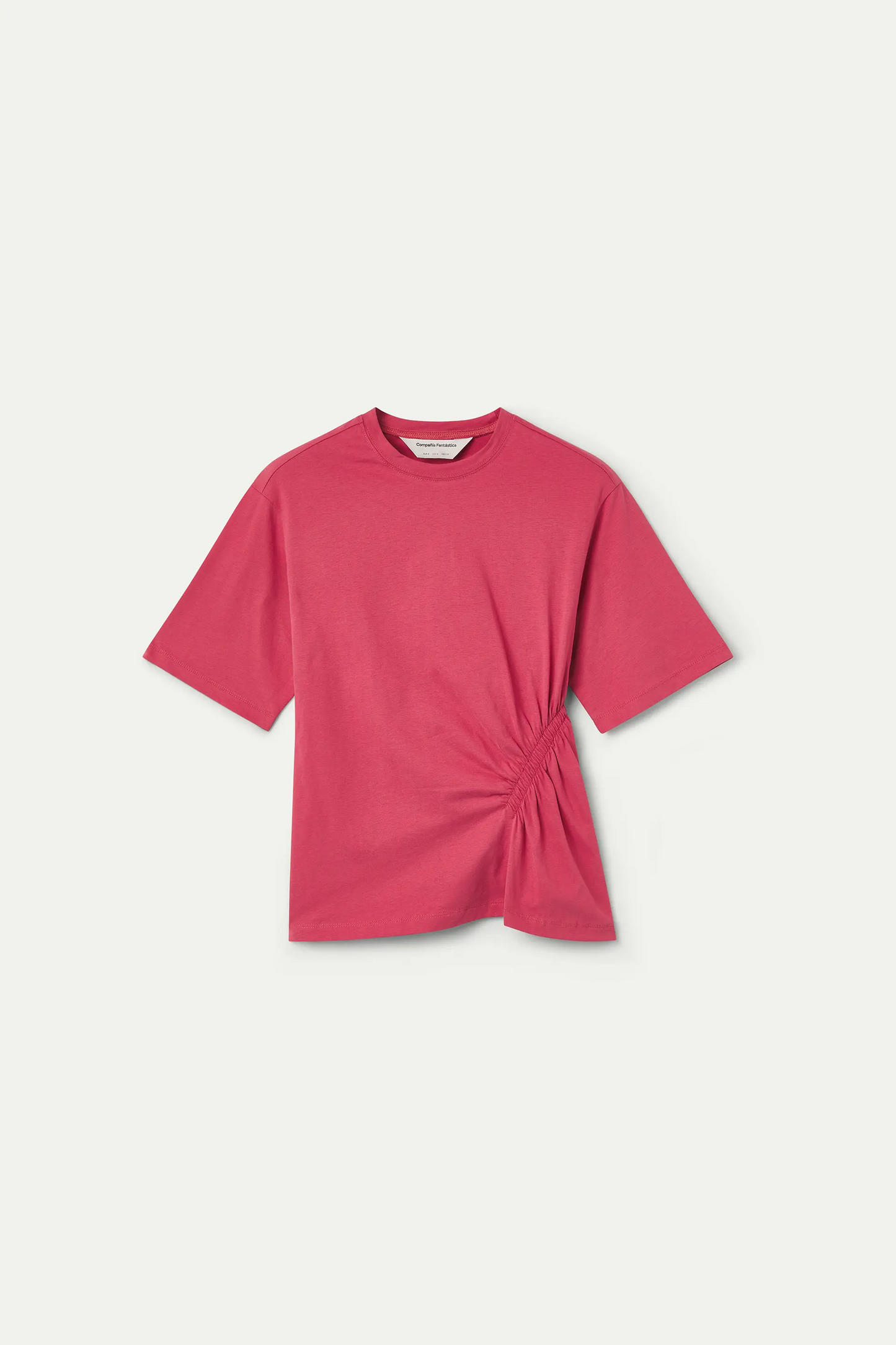Pink 100% cotton t-shirt with waist detail