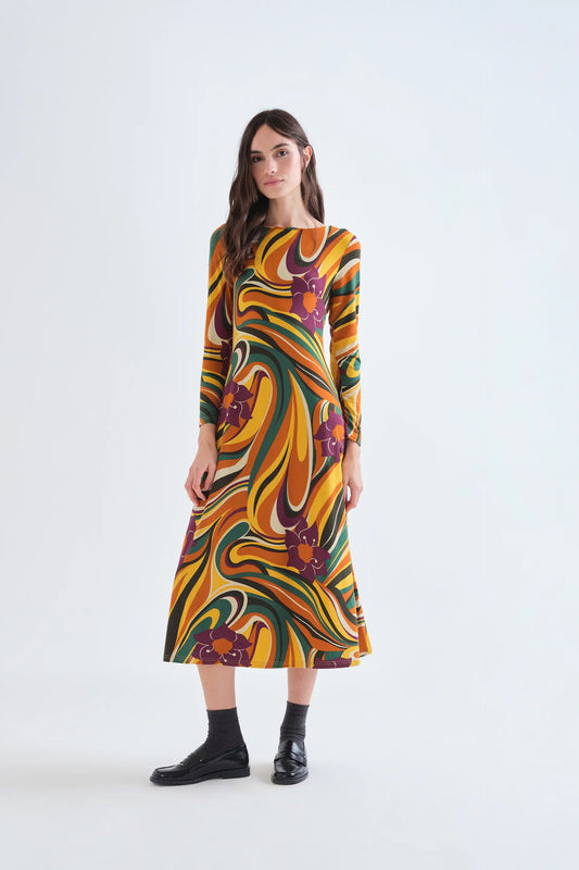 Vestido midi con estampado Rivera