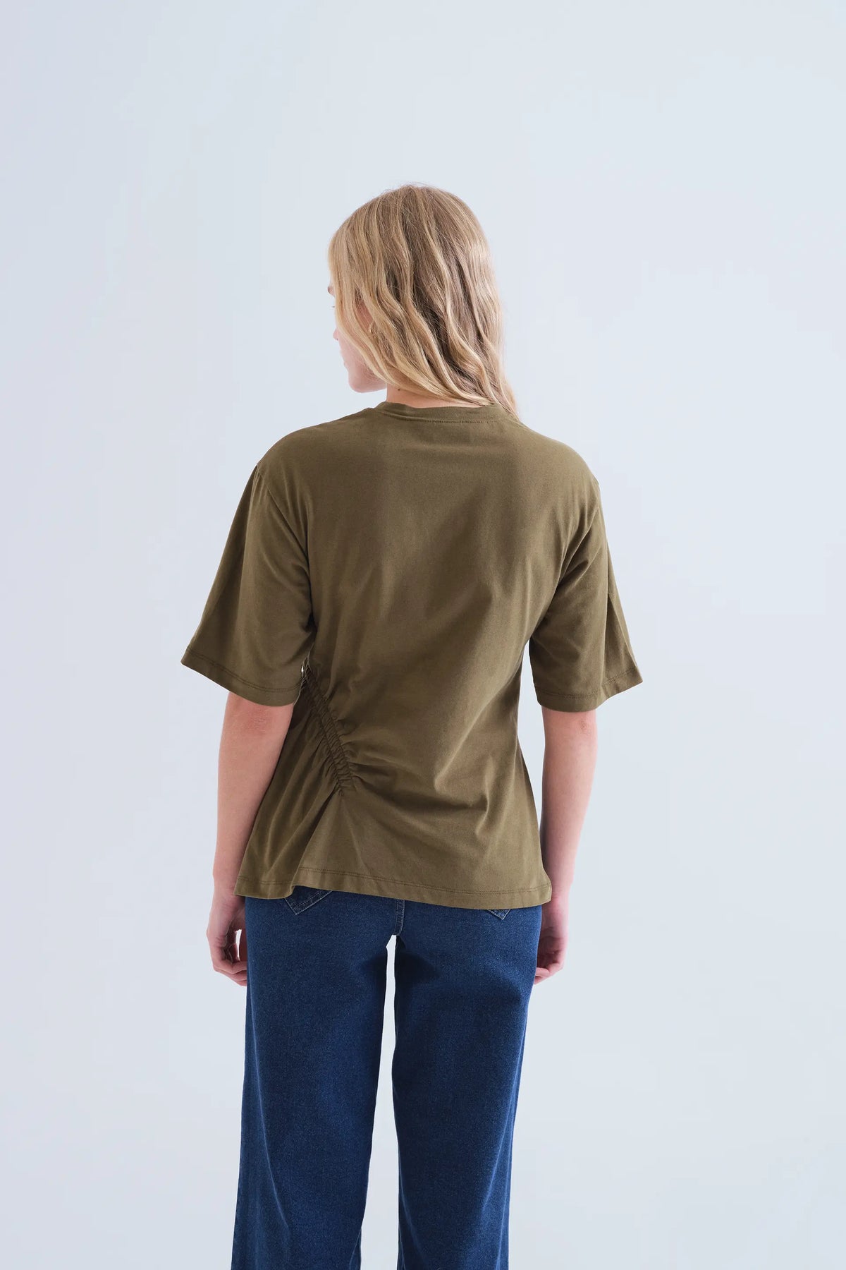 T-shirt basica 100% cotone verde oliva