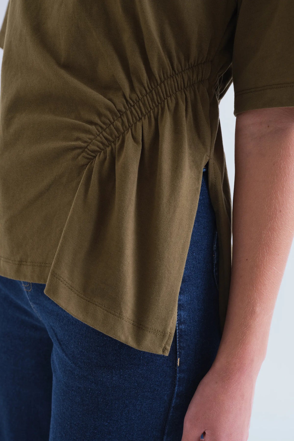 T-shirt basica 100% cotone verde oliva