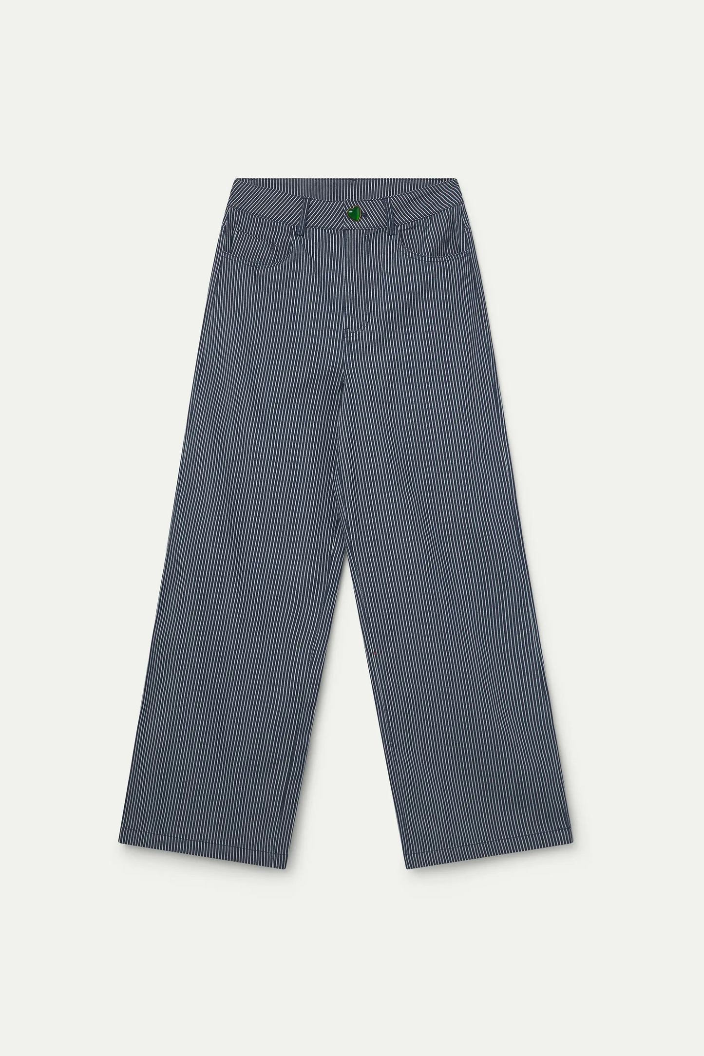 Pantalón vaquero con rayas azul y blanco