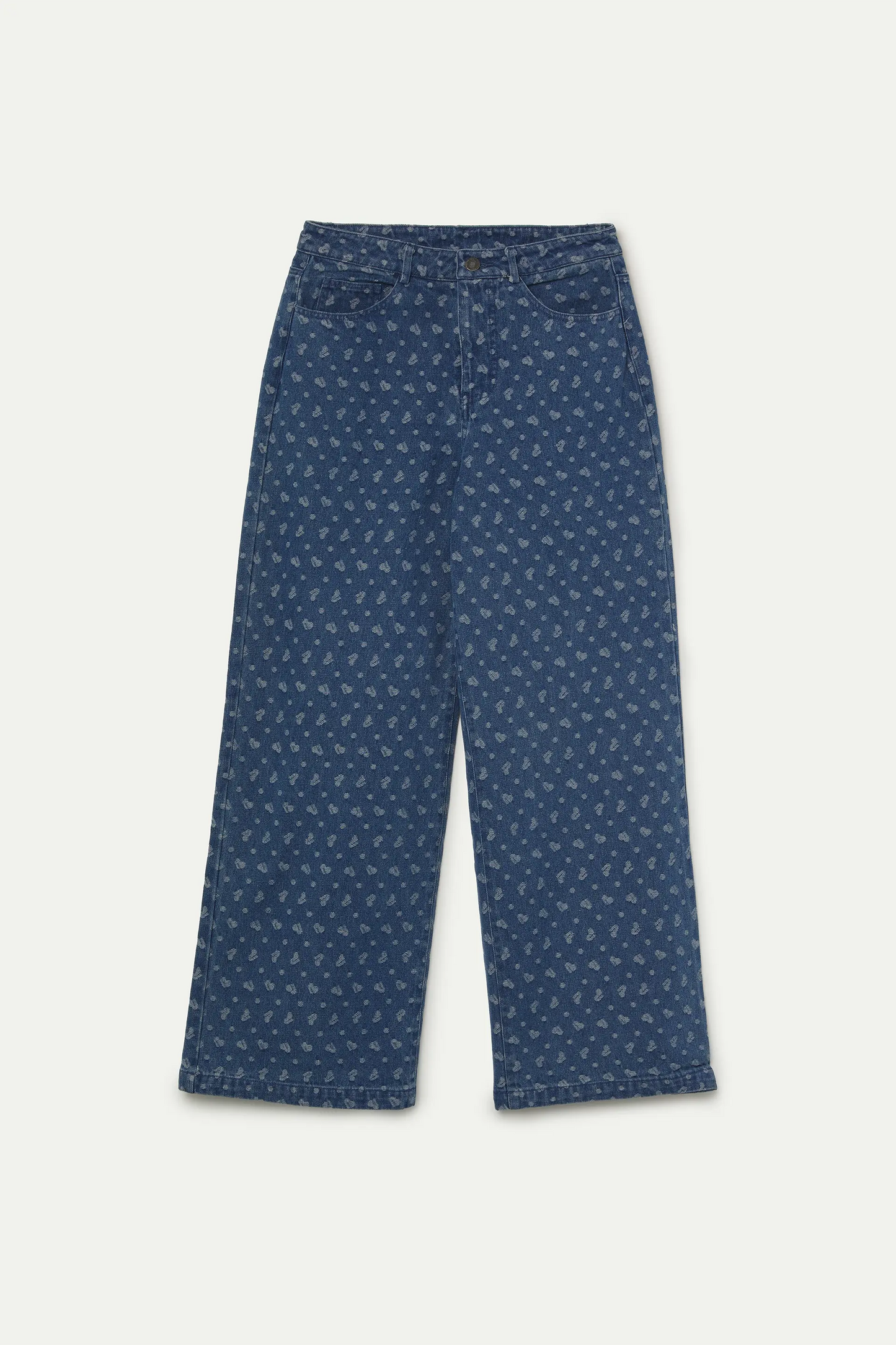 Pantalón vaquero con estampado de corazones