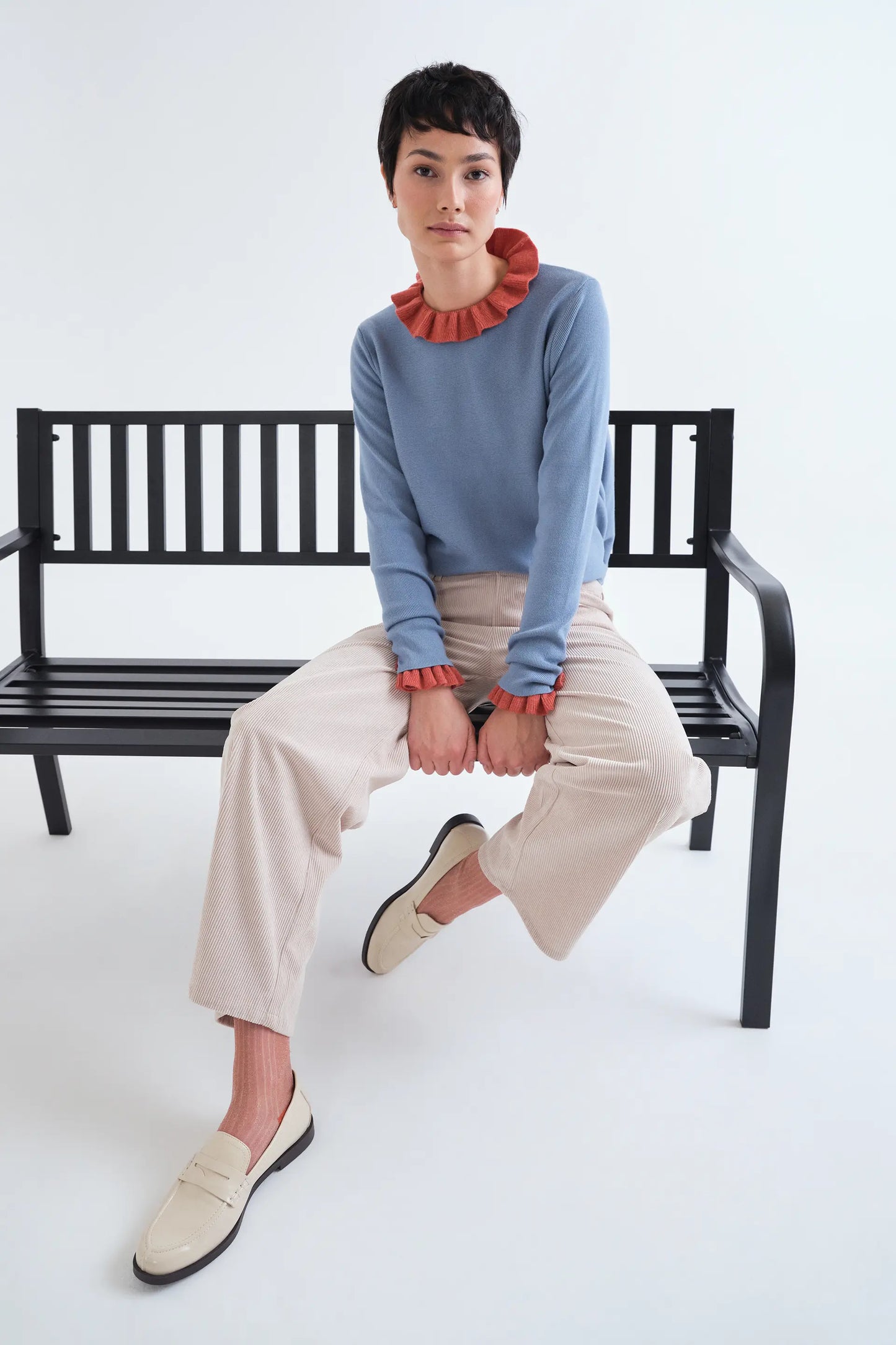 Pantalón de pana blanco crudo