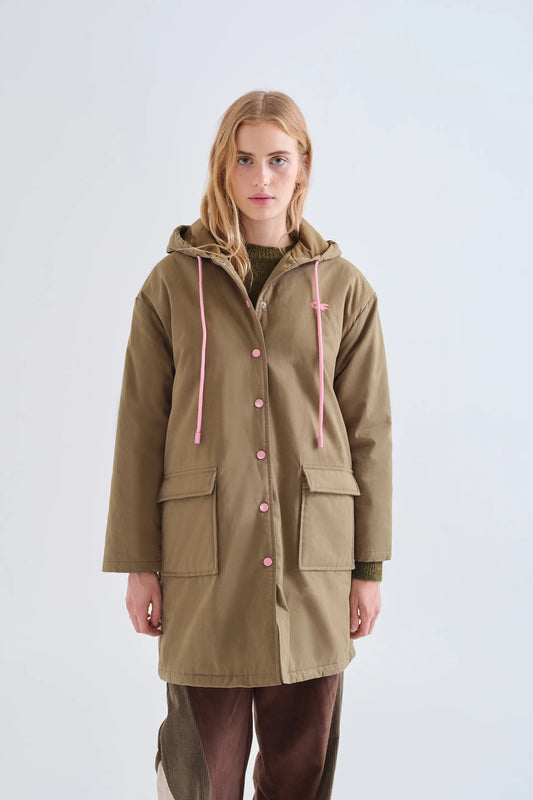Cappotto 100% cotone con cappuccio verde