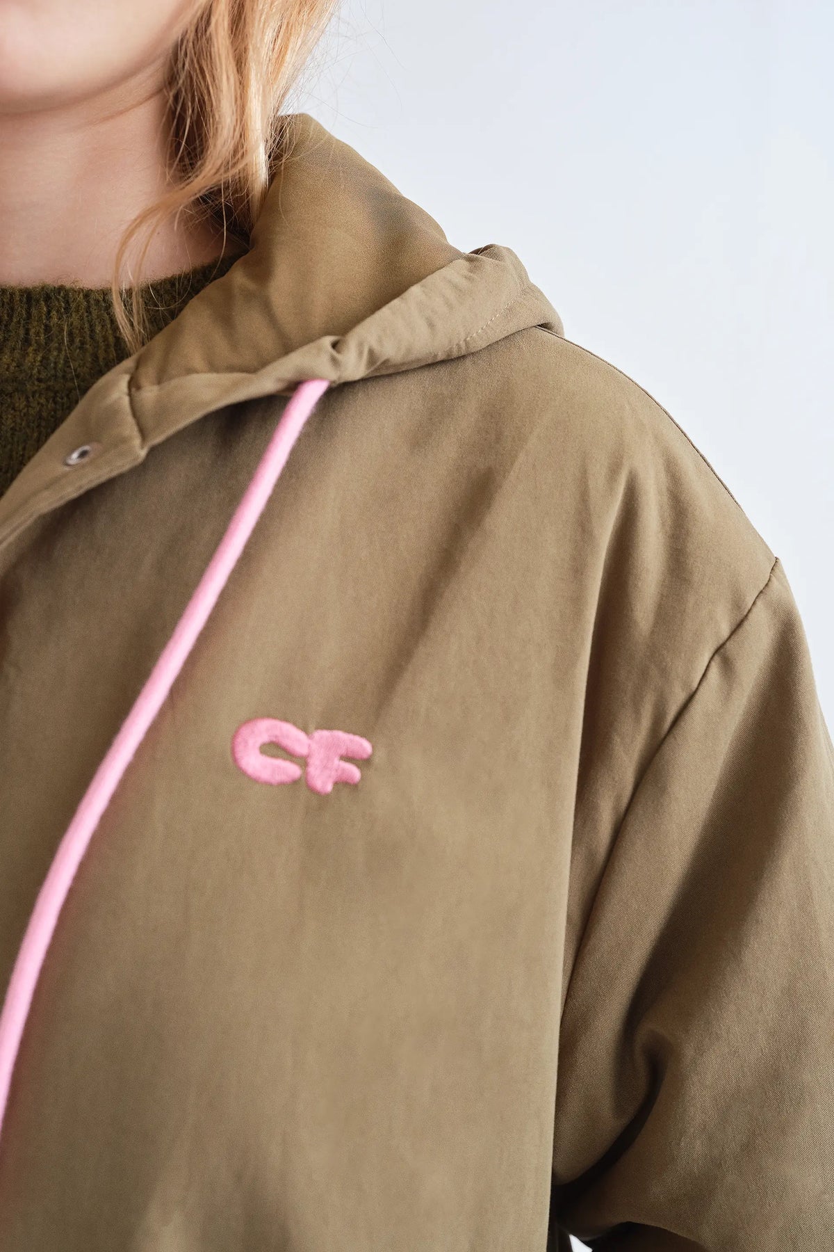 Cappotto 100% cotone con cappuccio verde