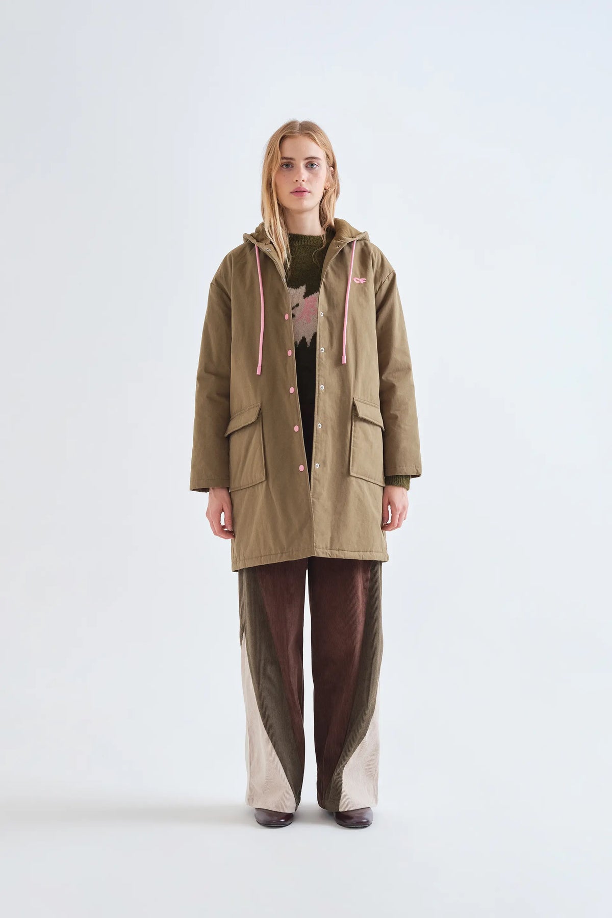 Cappotto 100% cotone con cappuccio verde
