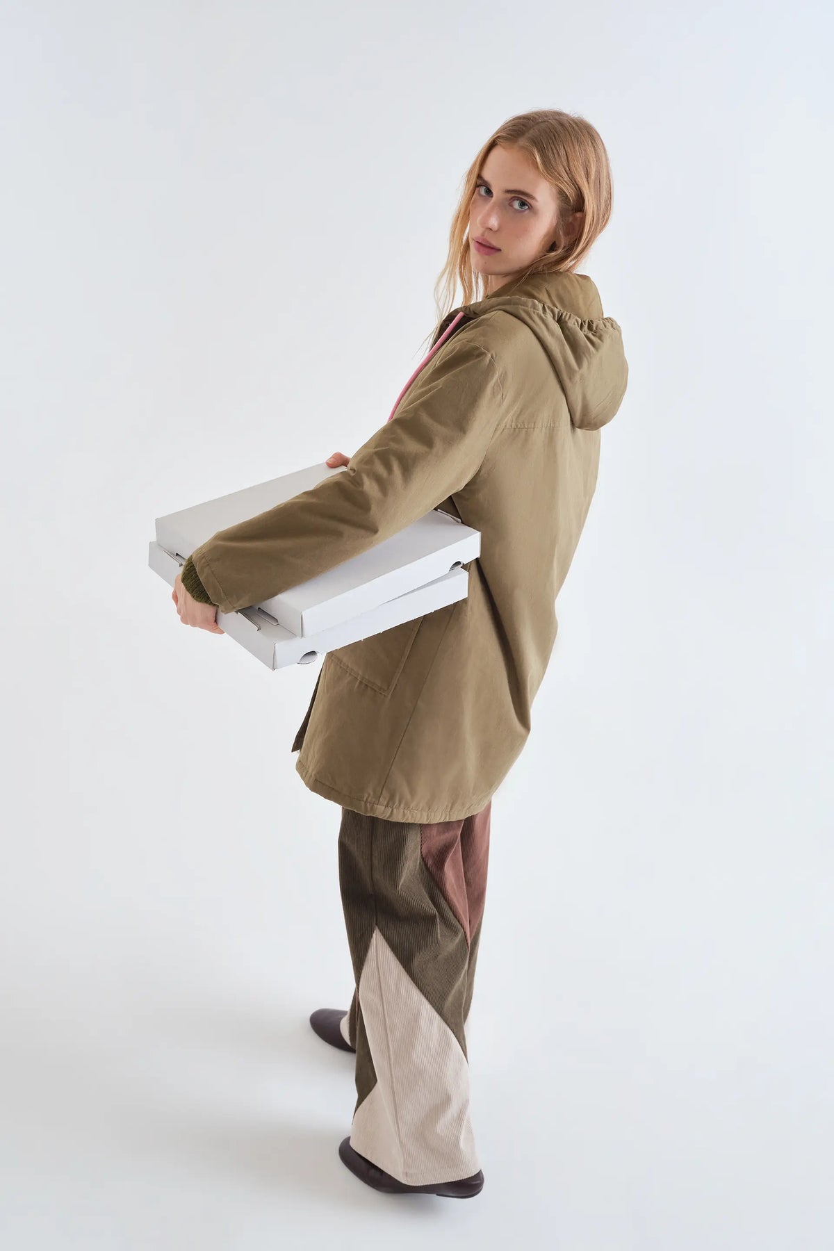 Cappotto 100% cotone con cappuccio verde