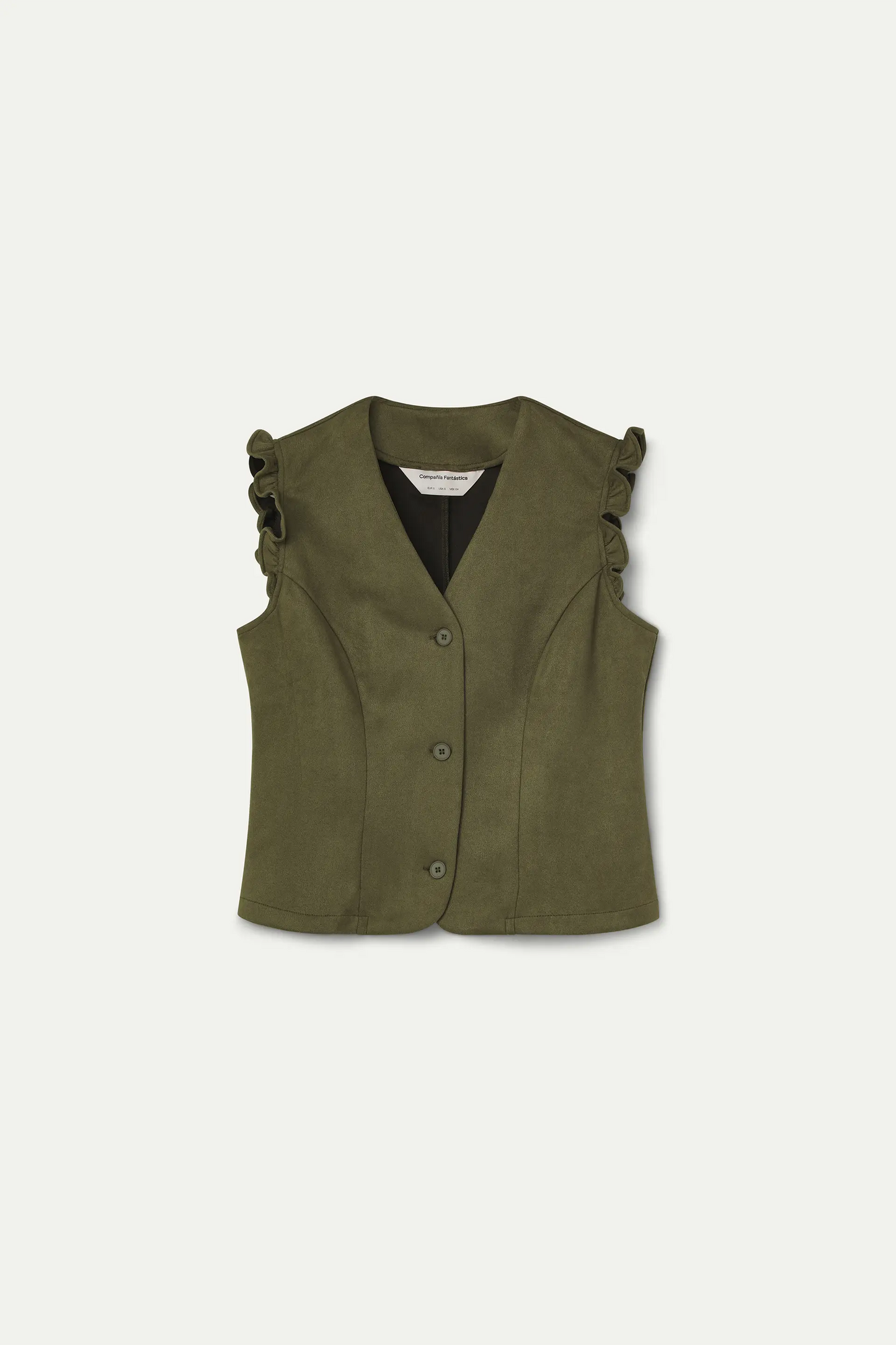 Gilet in pelle scamosciata verde oliva