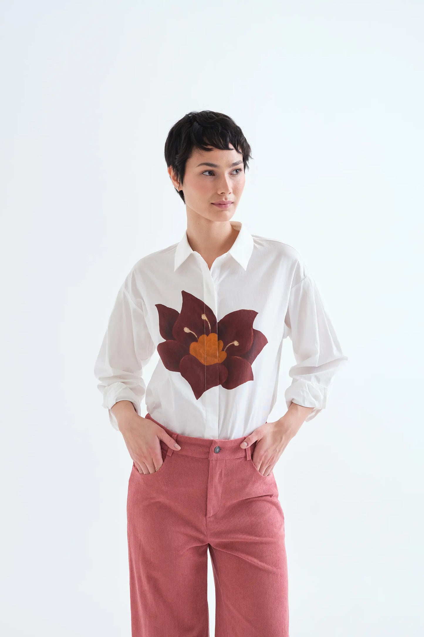 Camicia 100% cotone con stampa Flor Rivera