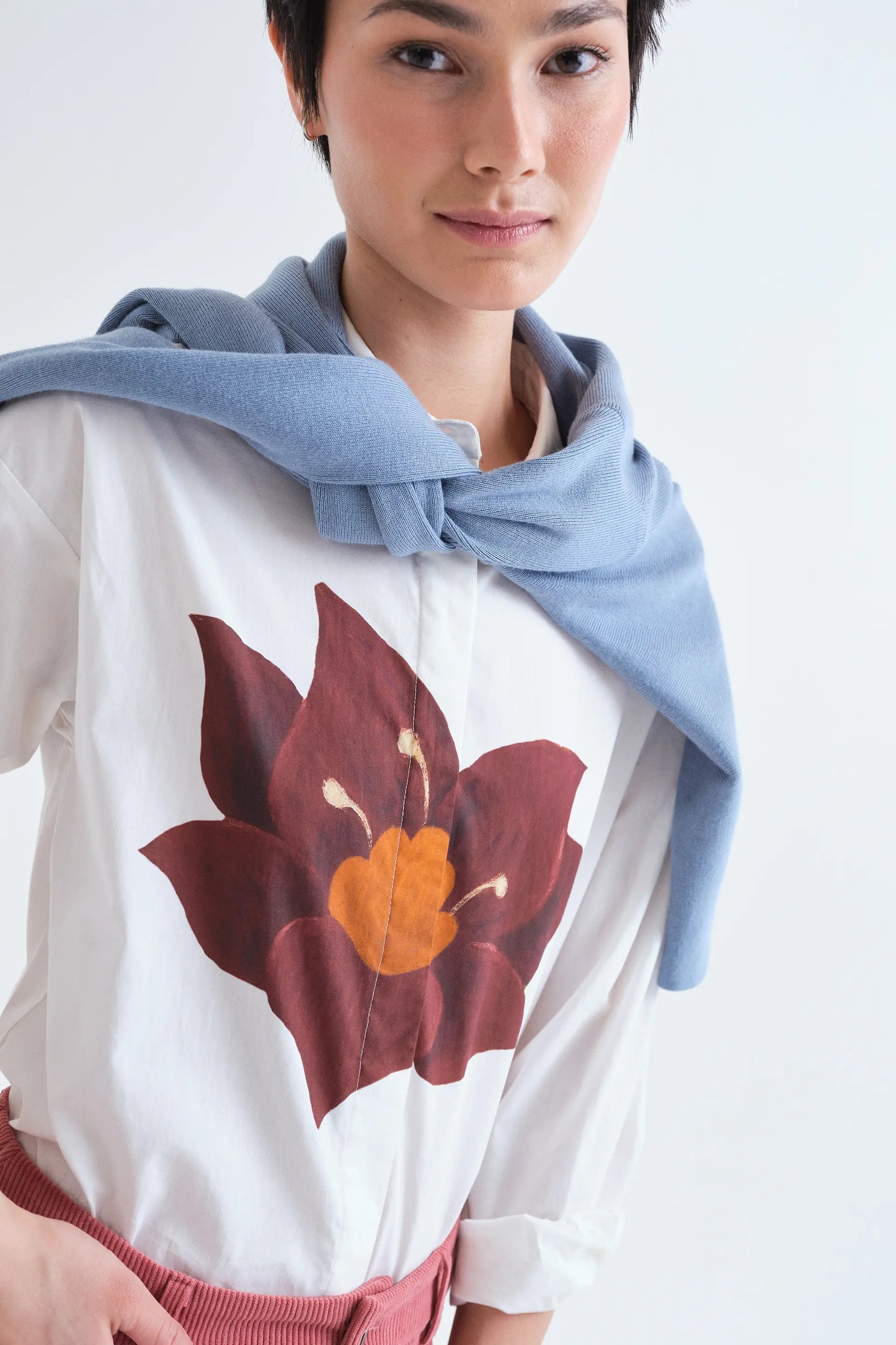 Camicia 100% cotone con stampa Flor Rivera