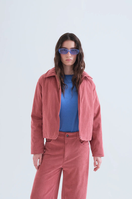 Chaqueta de pana rosa