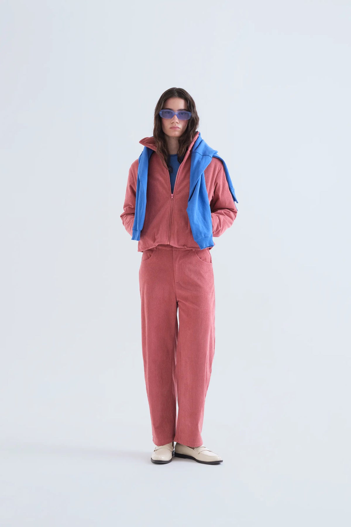Chaqueta de pana rosa