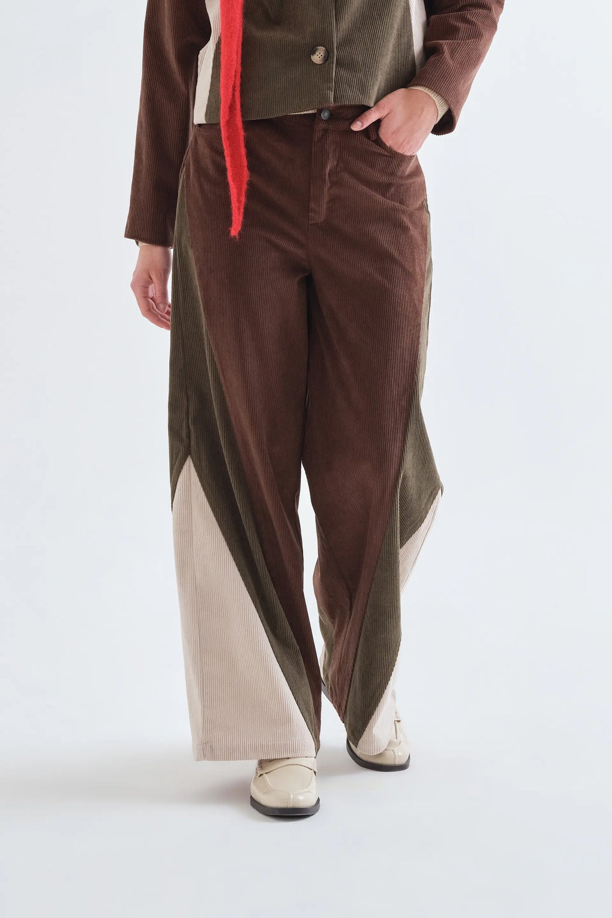 Pantaloni di velluto a coste multicolore