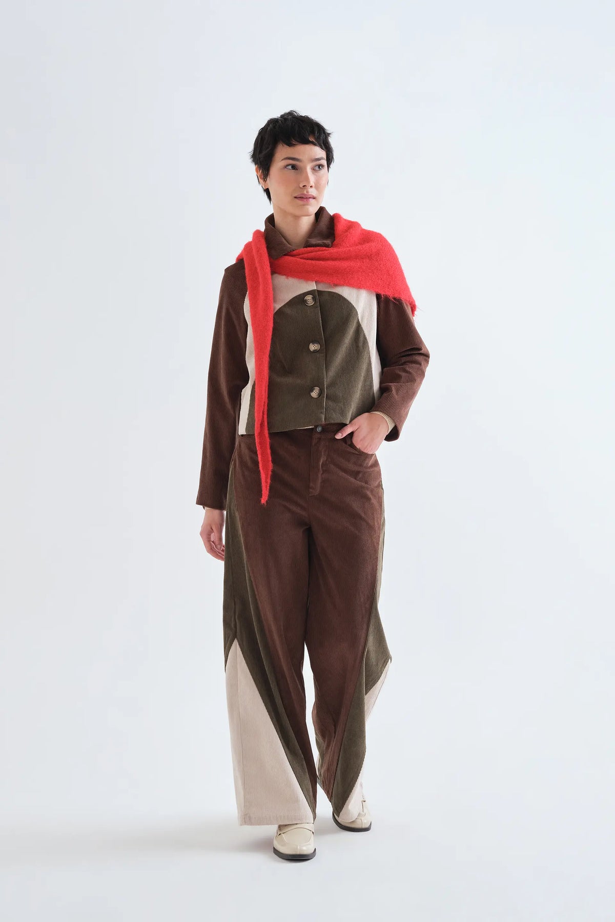 Pantaloni di velluto a coste multicolore